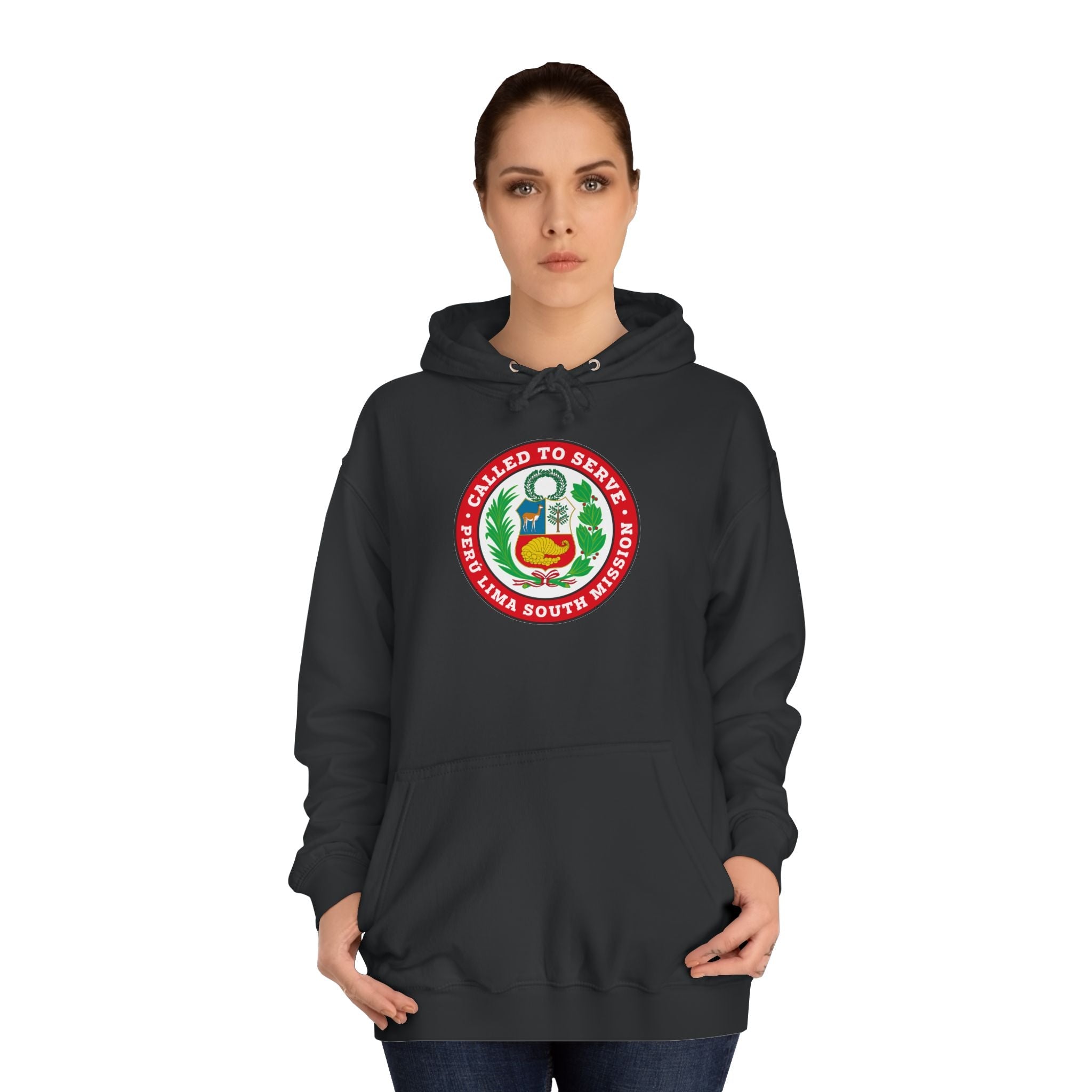 Peru Lima South Mission Flag Logo (Black Border) College Hoodie - Latter-Day Saint LDS Missionary Gift - Book of Mormon