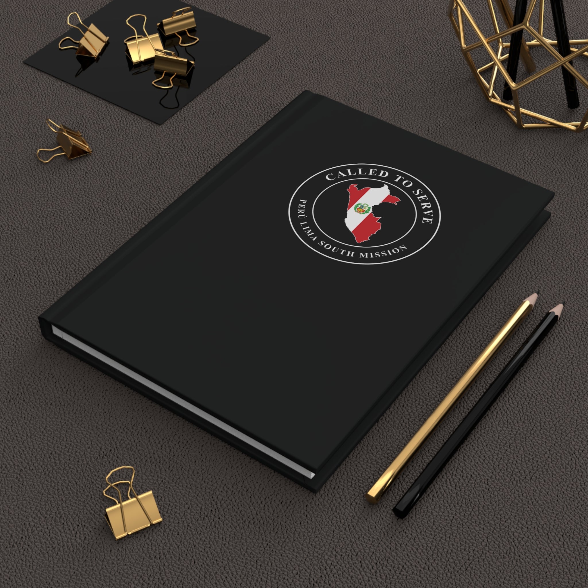 Peru Lima South Mission Flag Map Called to Serve Black Hardcover Journal Matte - Latter-Day Saint LDS Missionary Gift - Book of Mormon