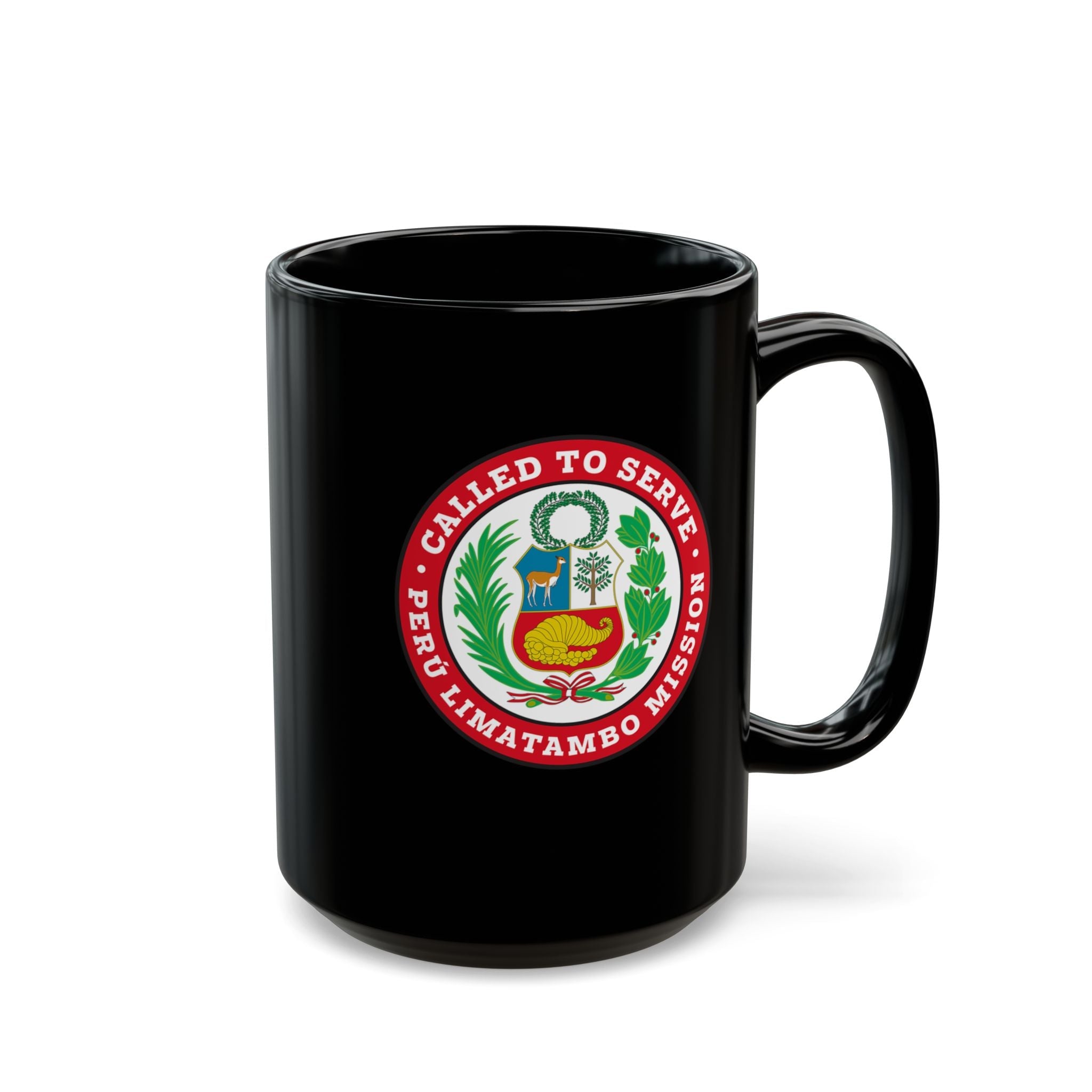 Peru Limatambo Mission Circular Flag Black Ceramic Mug - Latter-Day Saint LDS Missionary Gift - Book of Mormon