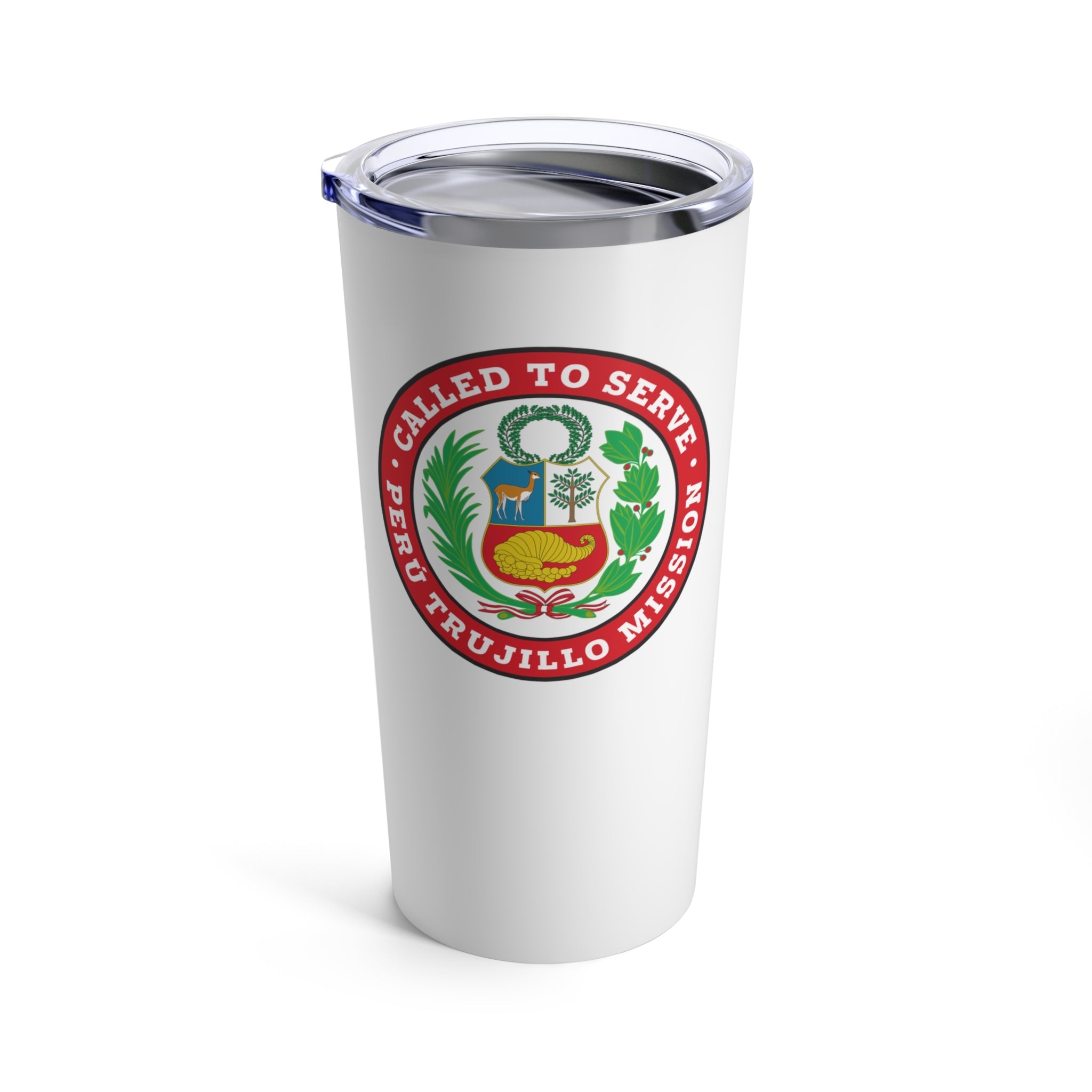 Peru Trujillo Mission Flag Logo Tumbler 20oz White - Mission Wishlist - LDS Missionary Gift Store