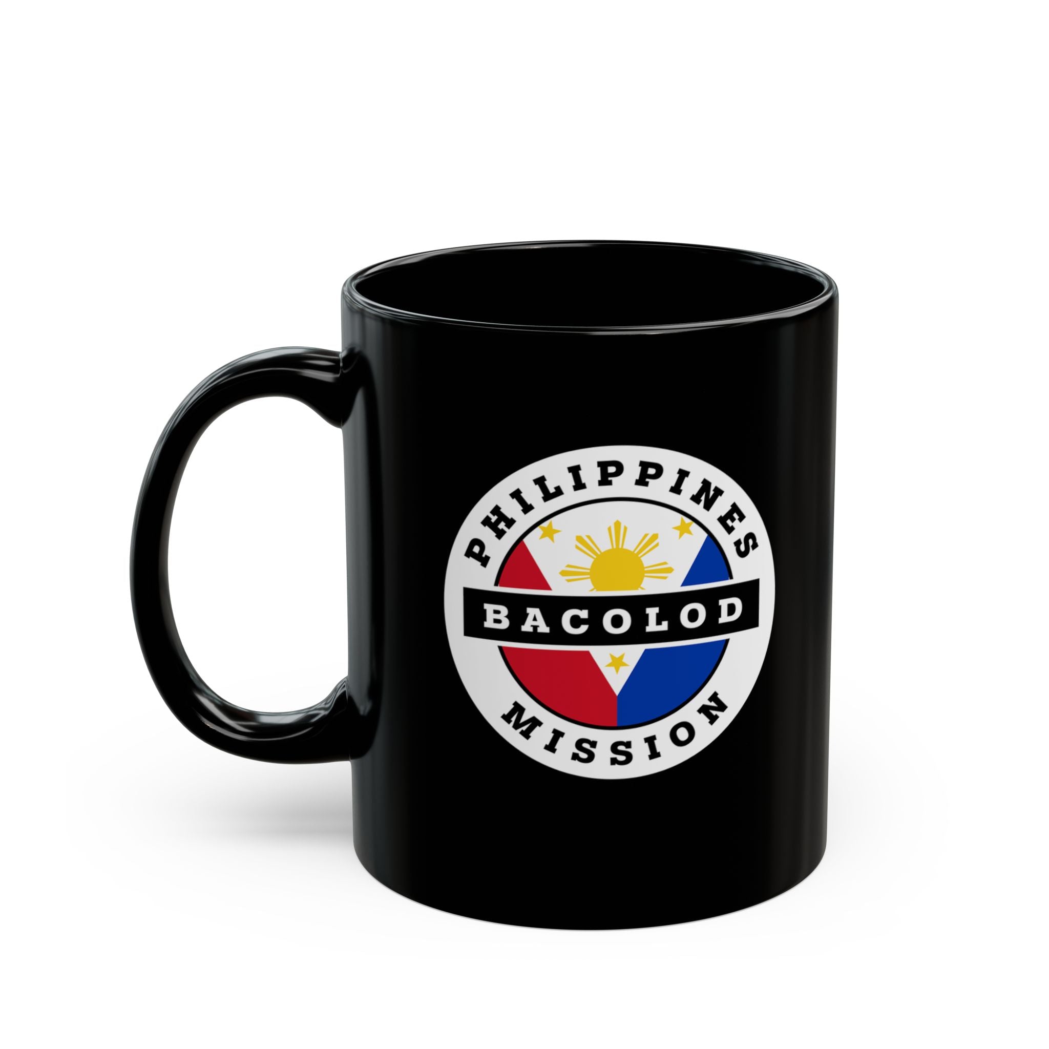 Philippines Bacolod Mission Circular Flag Black Ceramic Mug - Mission Wishlist - LDS Missionary Gift Store