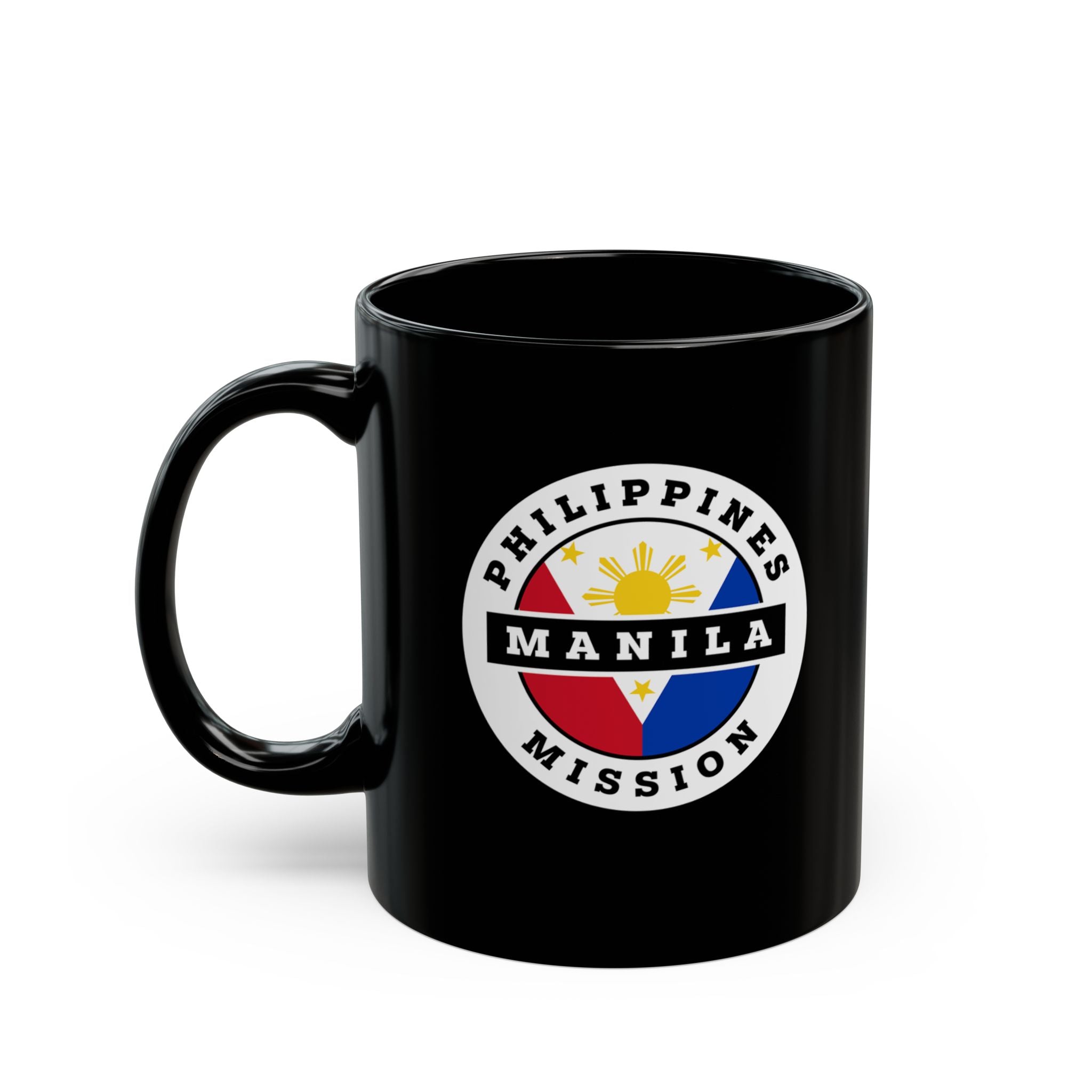 Philippines Manila Mission Circular Flag Black Ceramic Mug - Mission Wishlist - LDS Missionary Gift Store