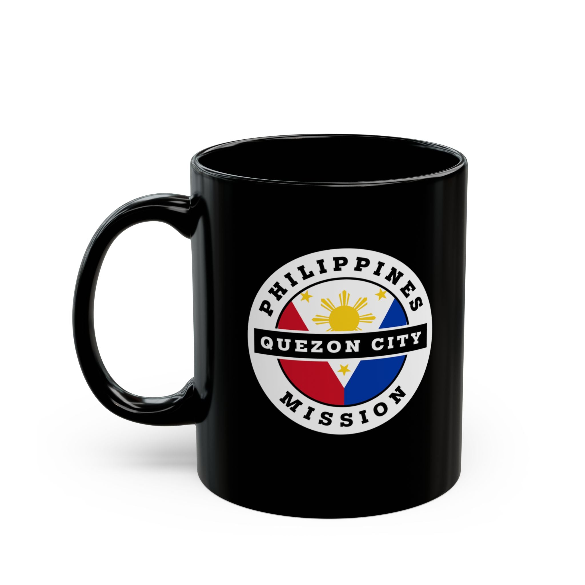 Philippines Quezon City Mission Circular Flag Black Ceramic Mug - Mission Wishlist - LDS Missionary Gift Store
