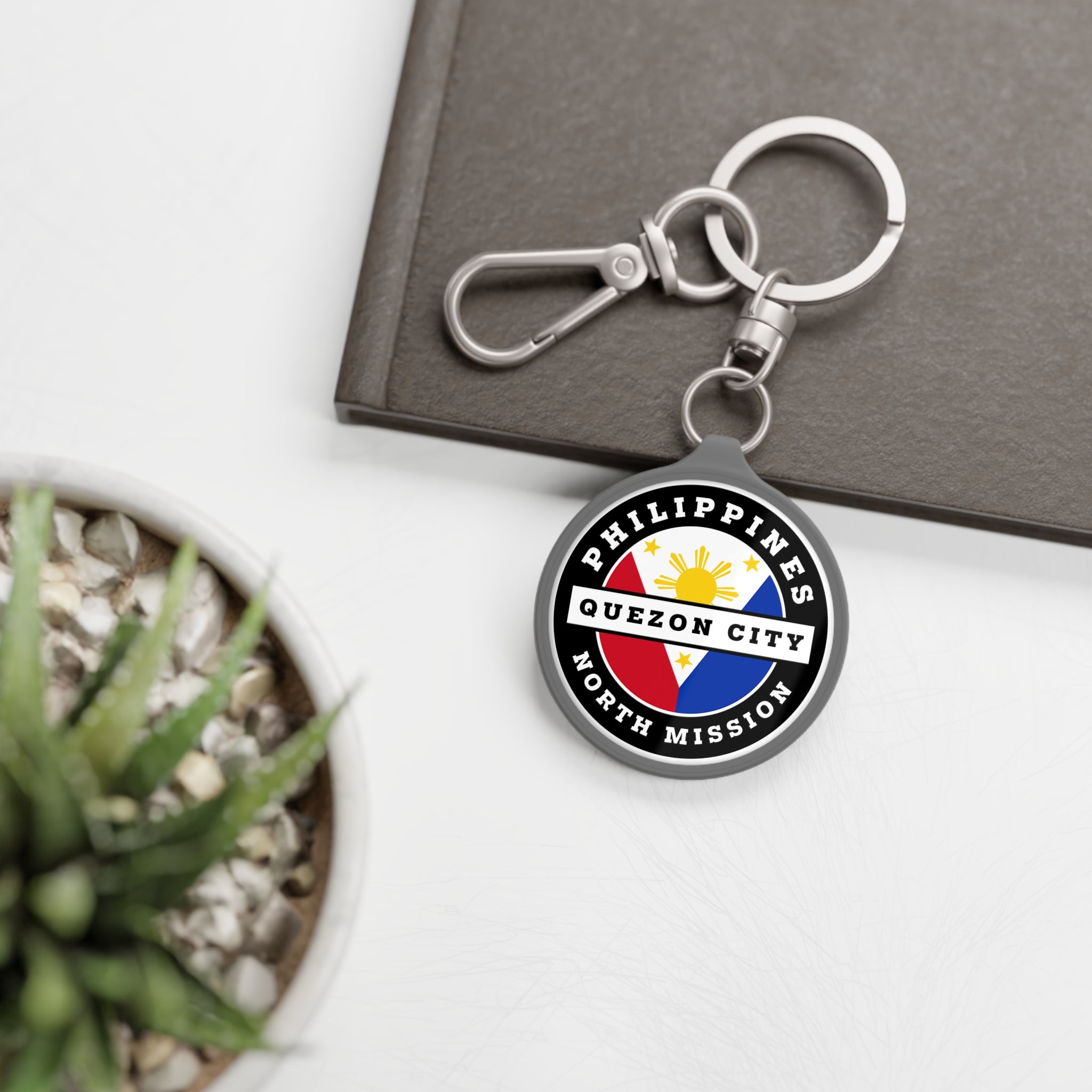 Philippines Quezon City North Mission Circle Flag Key Tag - Latter-Day Saint LDS Missionary Gift - Book of Mormon