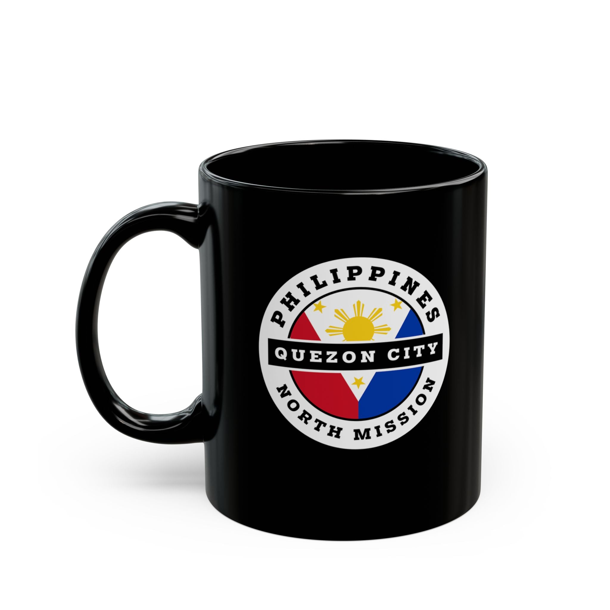Philippines Quezon City North Mission Circular Flag Black Ceramic Mug - Latter-Day Saint LDS Missionary Gift - Book of Mormon