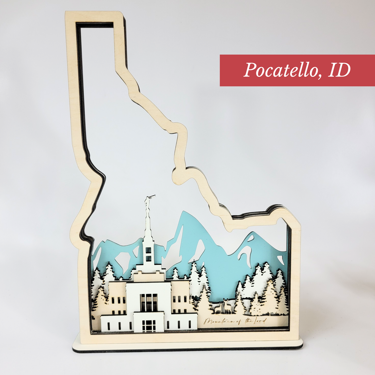 Pocatello Idaho Temple LDS Customized Temple State Sign, Laser cut and fully assembled