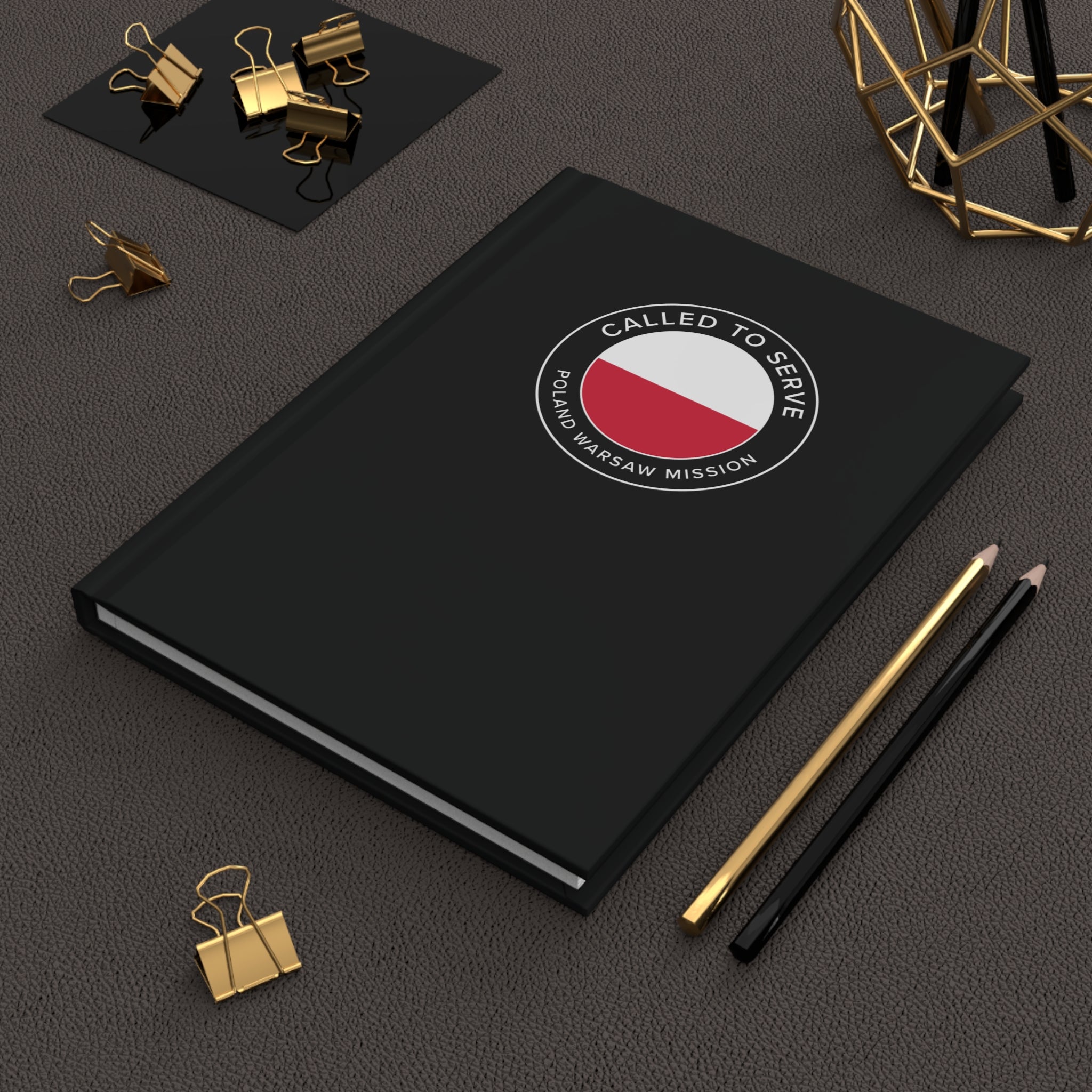 Poland Warsaw Mission Circle Flag Called to Serve Black Hardcover Journal Matte - Latter-Day Saint LDS Missionary Gift - Book of Mormon