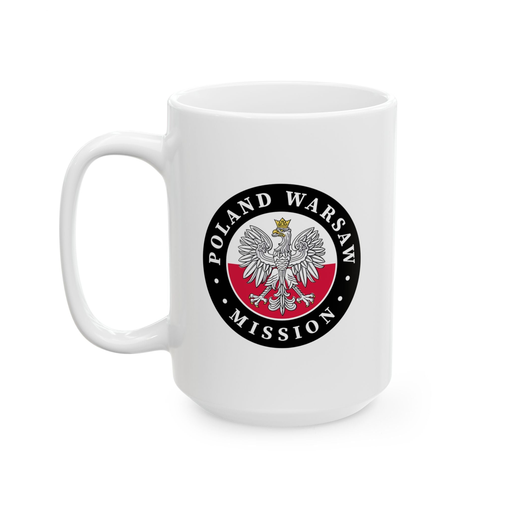 Poland Warsaw Mission Circular Flag White Ceramic Mug - Latter-Day Saint LDS Missionary Gift - Book of Mormon