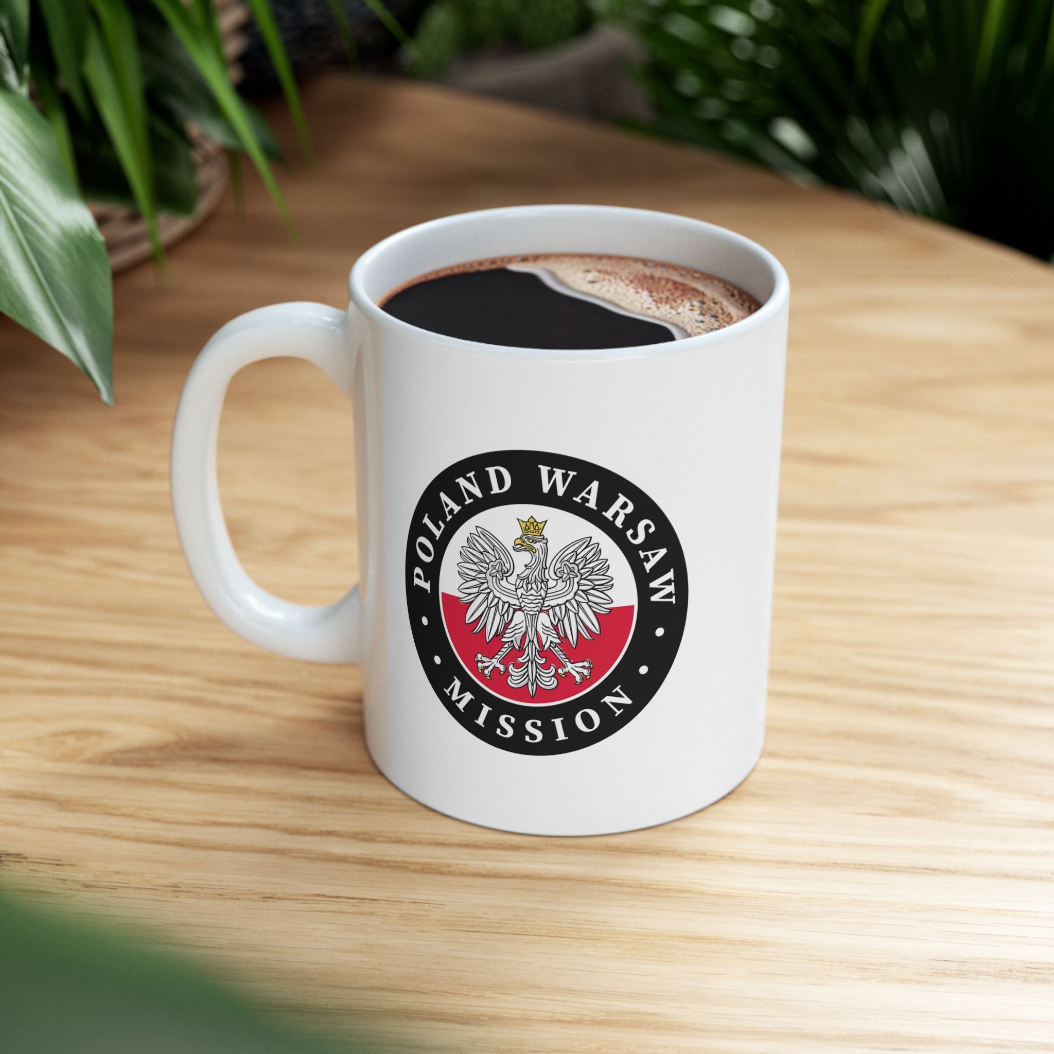 Poland Warsaw Mission Circular Flag White Ceramic Mug - Latter-Day Saint LDS Missionary Gift - Book of Mormon