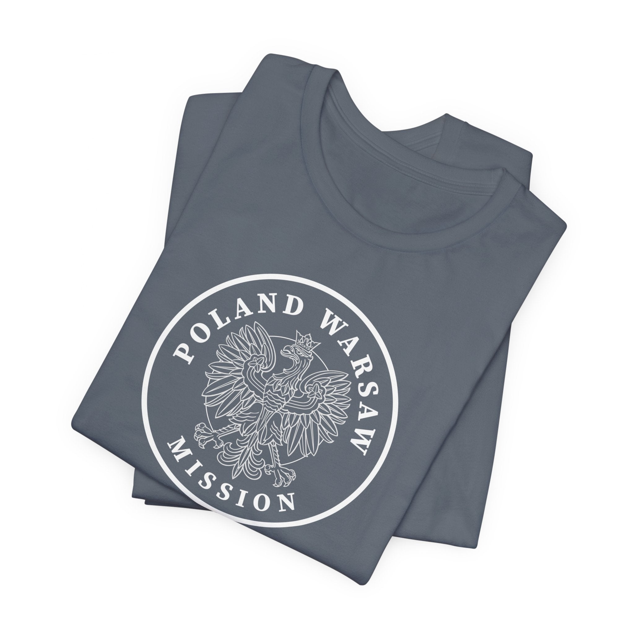Poland Warsaw Mission Circular Monochrome Logo T-Shirt - Mission Wishlist - LDS Missionary Gift Store