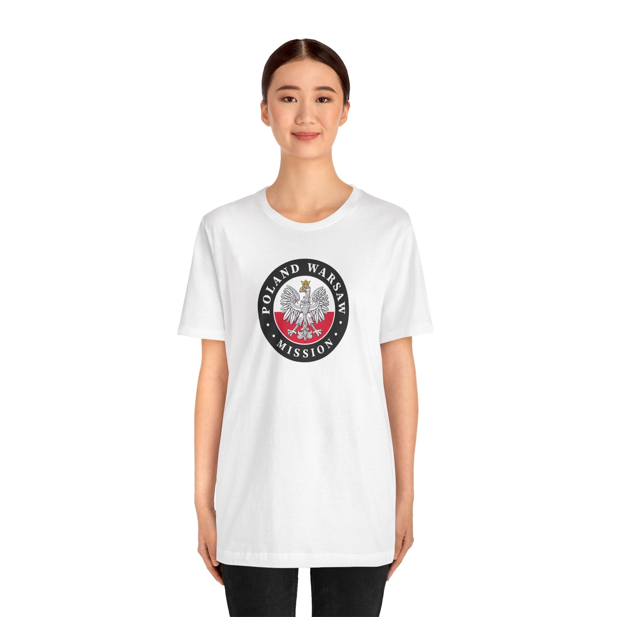 Poland Warsaw Mission Flag Logo (Black Border) T-shirt - Mission Wishlist - LDS Missionary Gift Store