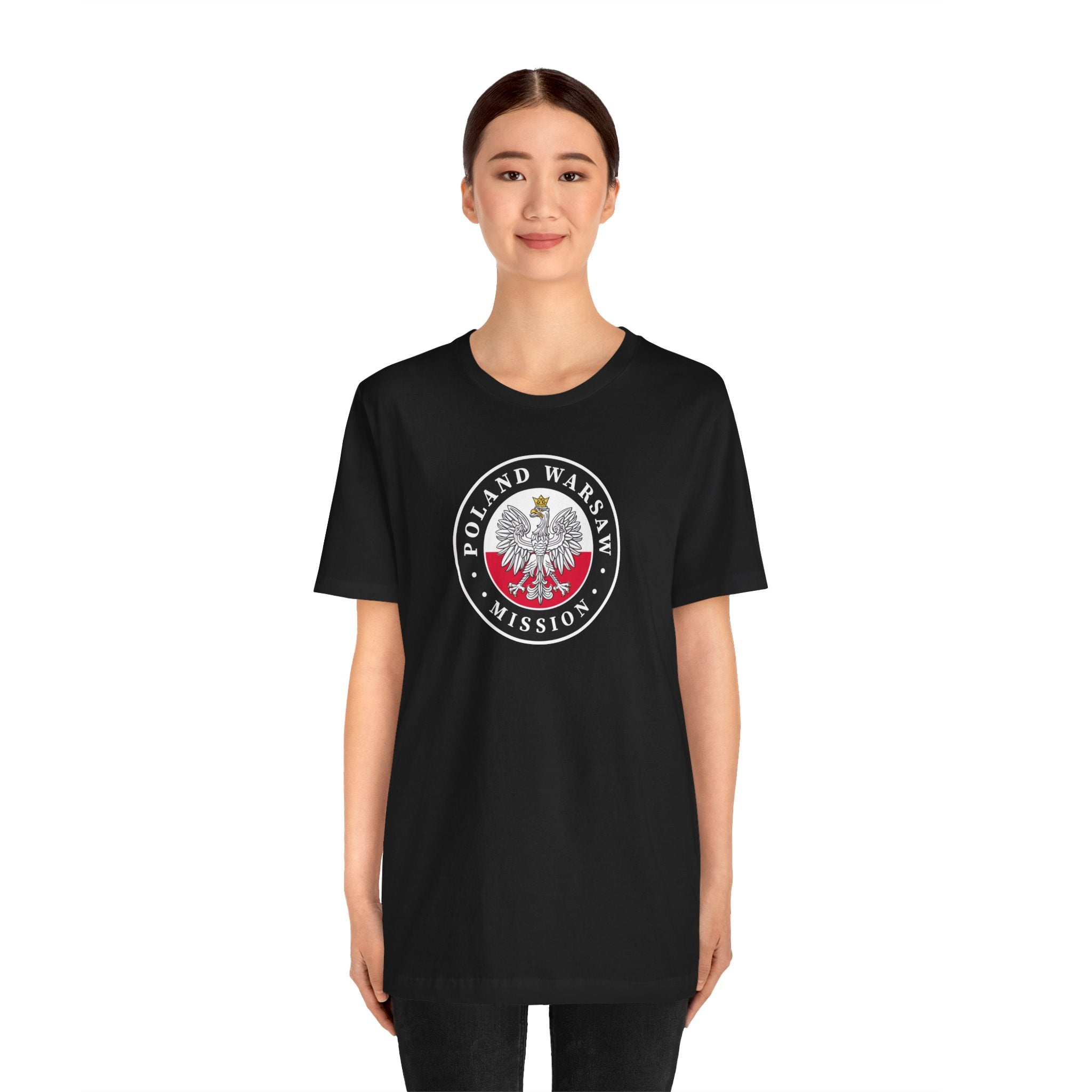 Poland Warsaw Mission Flag Logo (Black Border) T-shirt - Mission Wishlist - LDS Missionary Gift Store