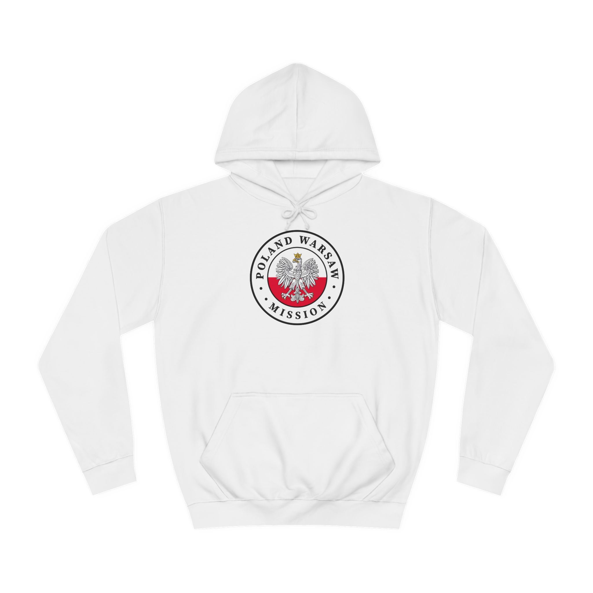 Poland Warsaw Mission Flag Logo (White Border) College Hoodie - Latter-Day Saint LDS Missionary Gift - Book of Mormon