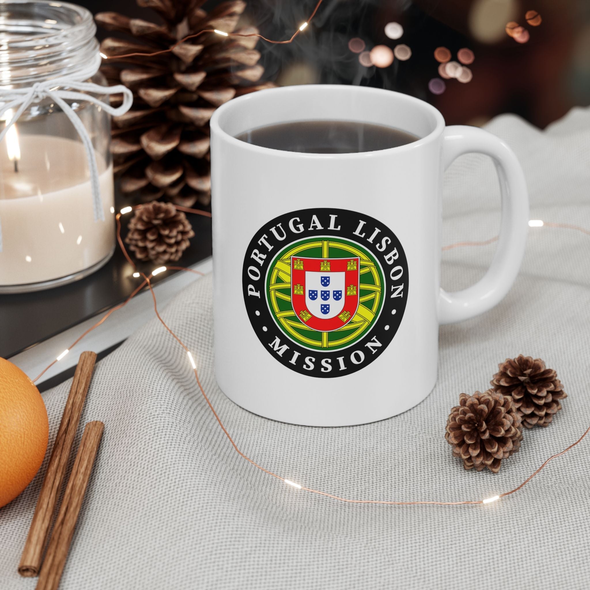 Portugal Lisbon Mission Circular Flag White Ceramic Mug - Latter-Day Saint LDS Missionary Gift - Book of Mormon