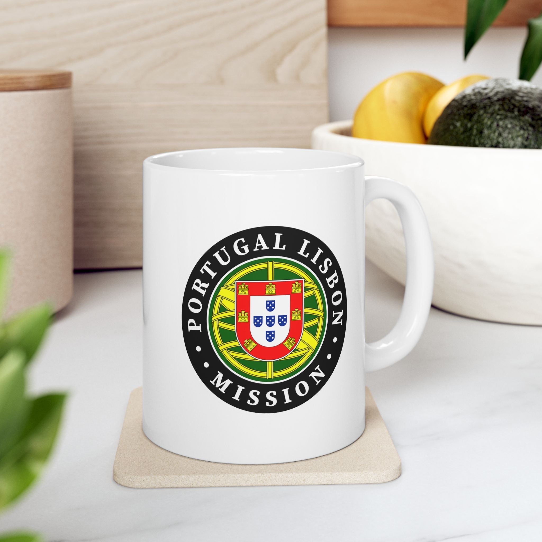 Portugal Lisbon Mission Circular Flag White Ceramic Mug - Latter-Day Saint LDS Missionary Gift - Book of Mormon