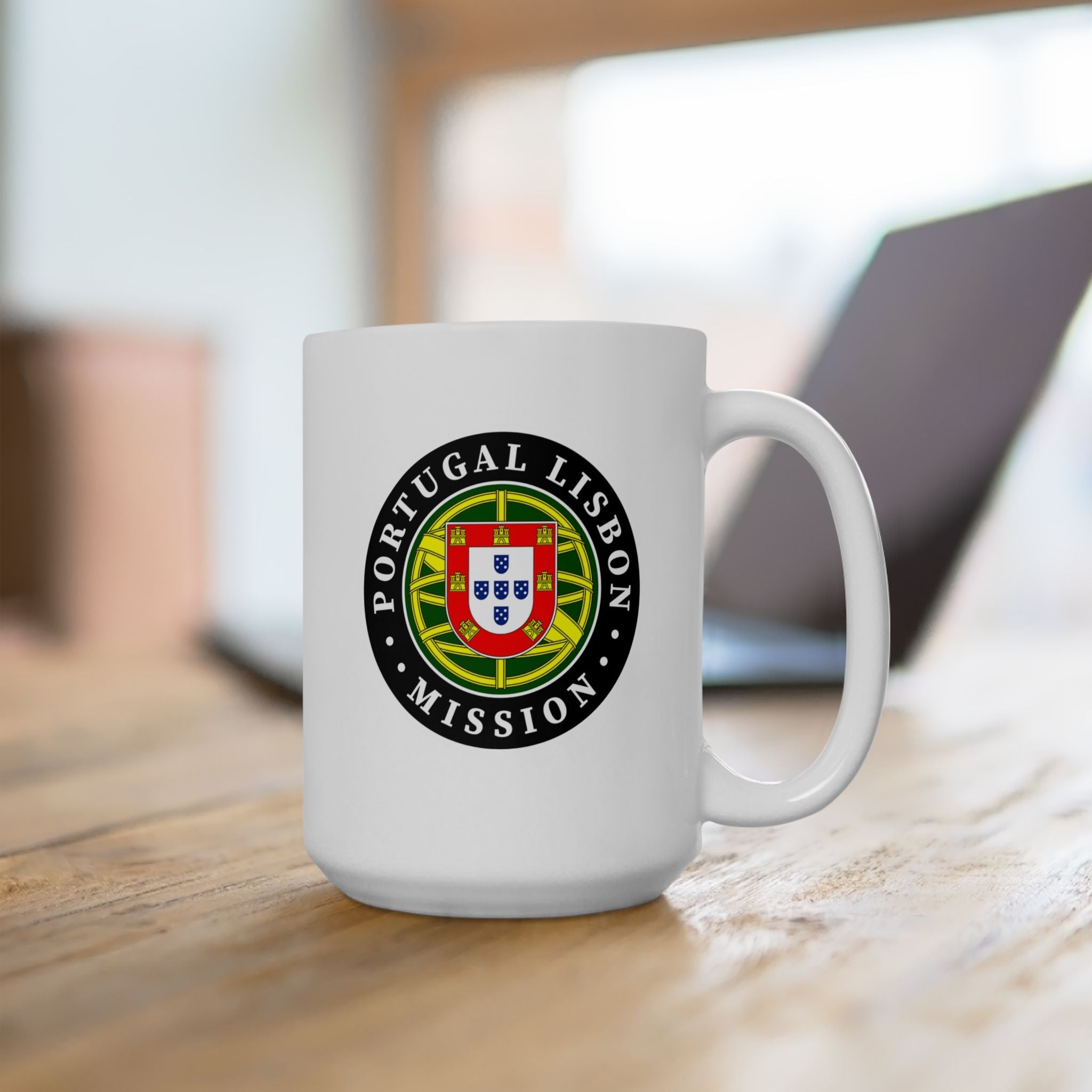 Portugal Lisbon Mission Circular Flag White Ceramic Mug - Latter-Day Saint LDS Missionary Gift - Book of Mormon
