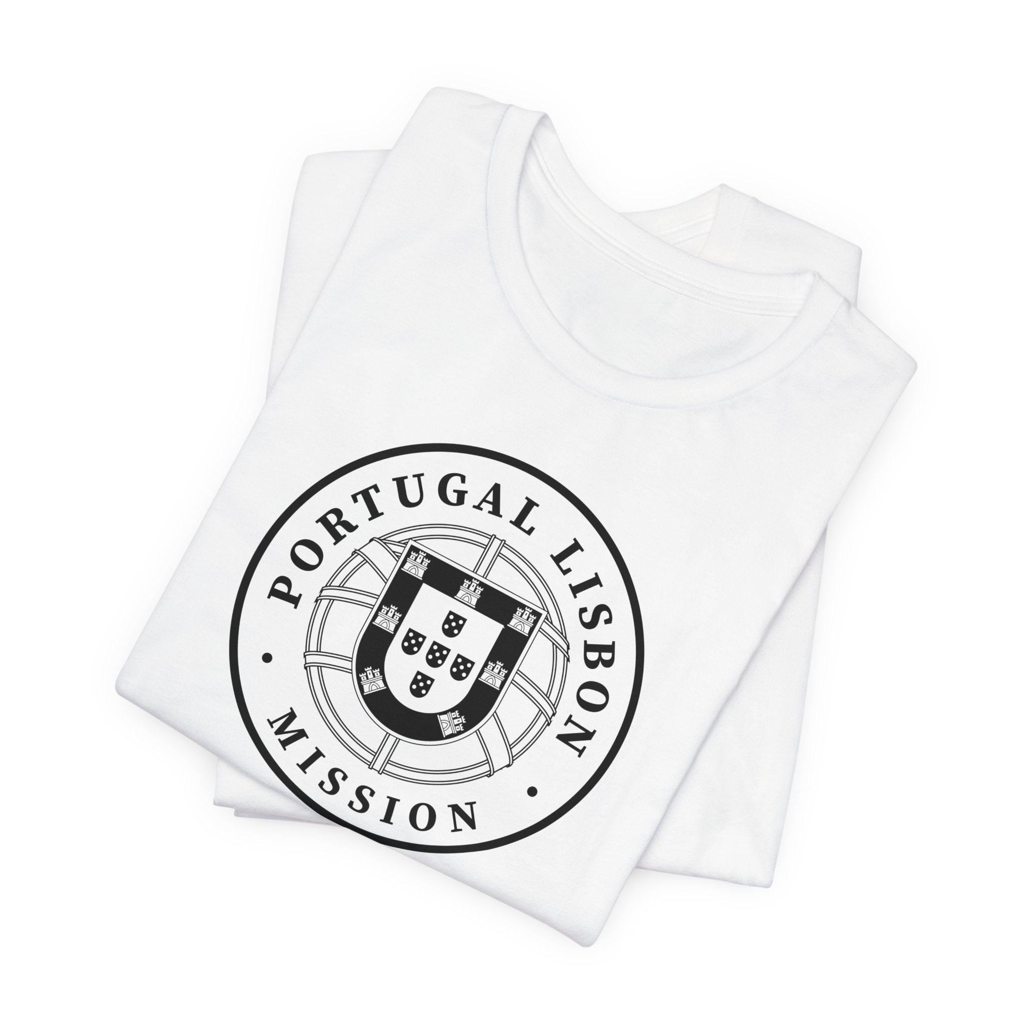 Portugal Lisbon Mission Circular Monochrome Logo T-Shirt - Latter-Day Saint LDS Missionary Gift - Book of Mormon