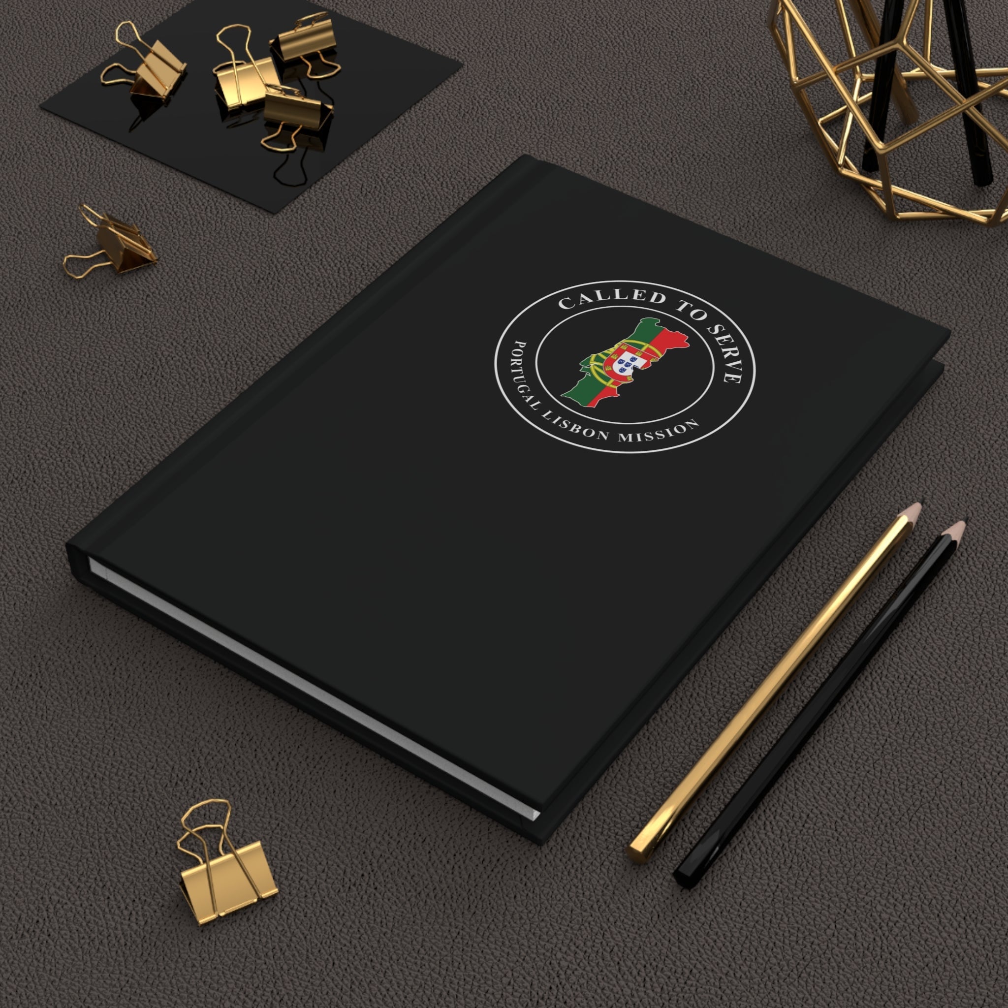 Portugal Lisbon Mission Flag Map Called to Serve Black Hardcover Journal Matte - Latter-Day Saint LDS Missionary Gift - Book of Mormon