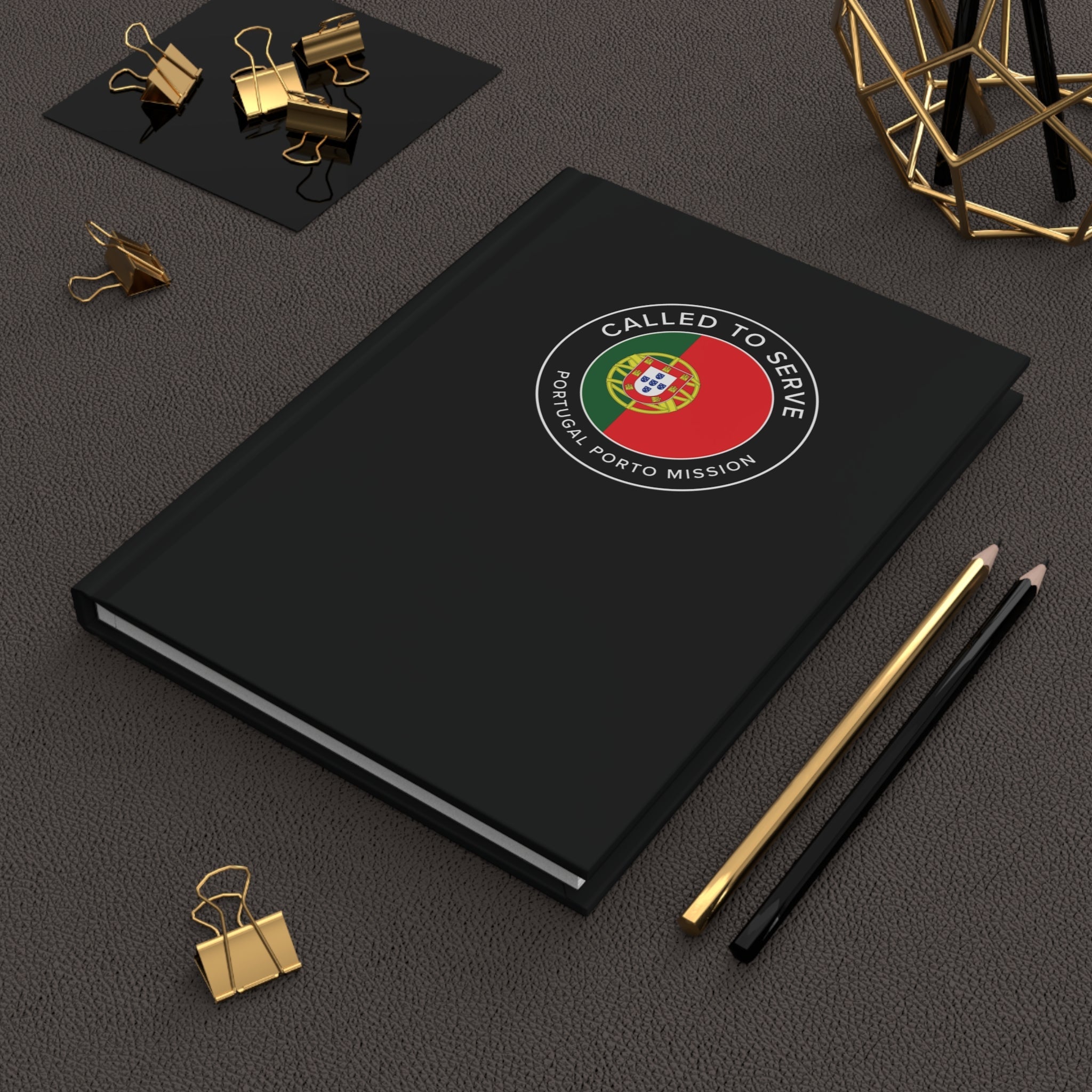 Portugal Porto Mission Circle Flag Called to Serve Black Hardcover Journal Matte - Mission Wishlist - LDS Missionary Gift Store