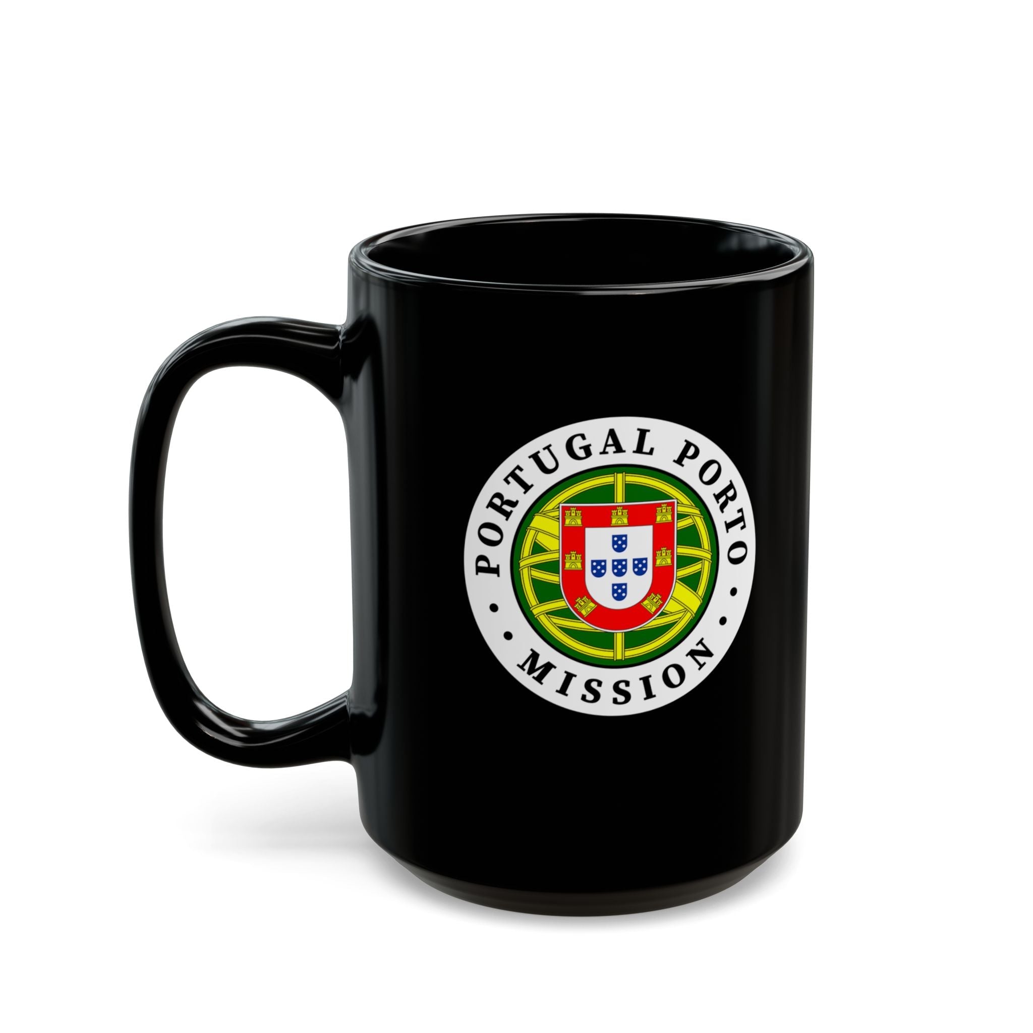 Portugal Porto Mission Circular Flag Black Ceramic Mug - Mission Wishlist - LDS Missionary Gift Store
