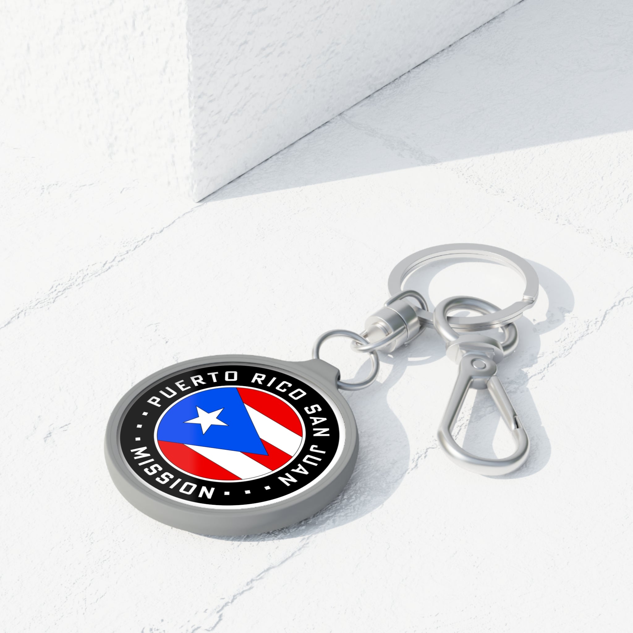 Puerto Rico San Juan Mission Circle Flag Key Tag - Latter-Day Saint LDS Missionary Gift - Book of Mormon
