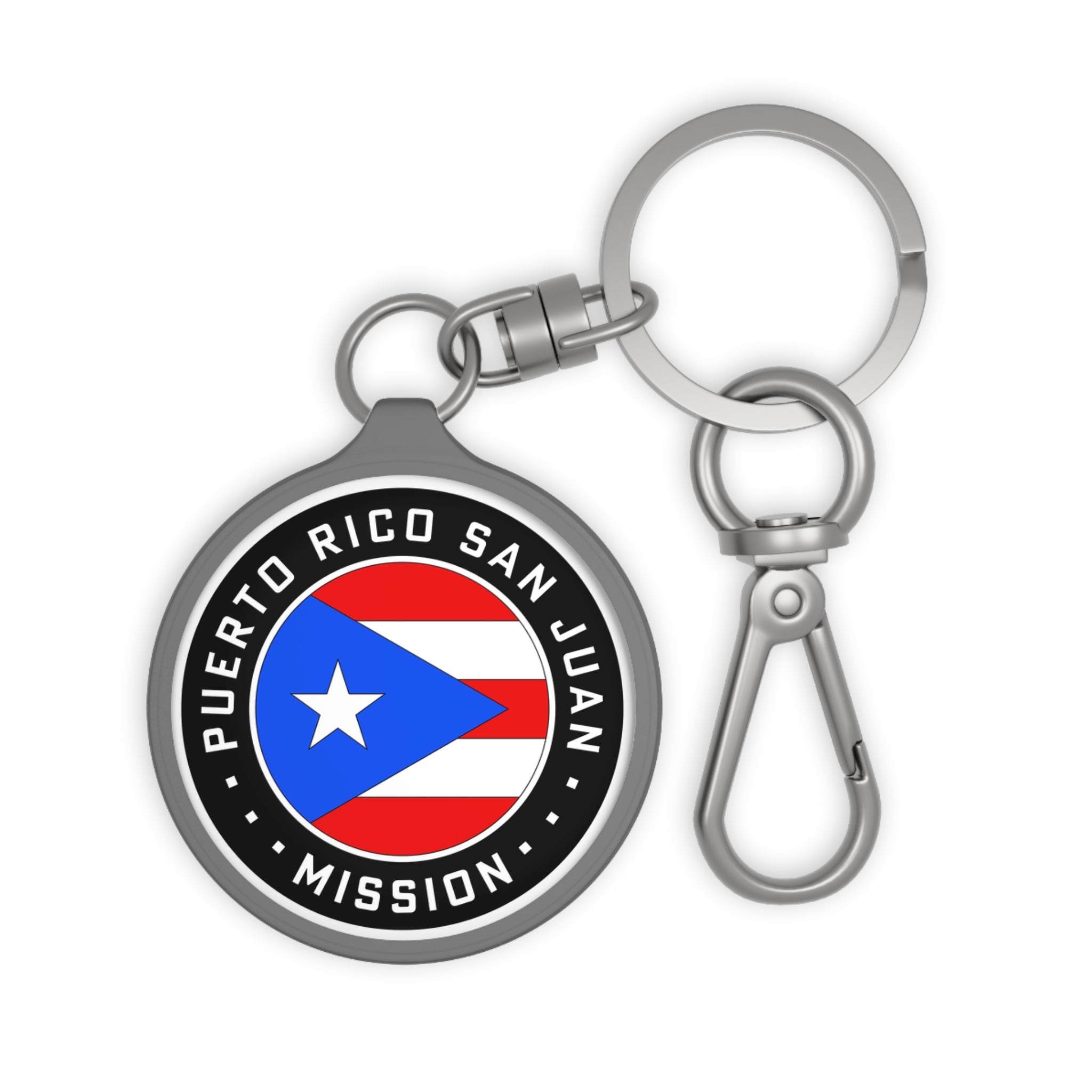 Puerto Rico San Juan Mission Circle Flag Key Tag - Latter-Day Saint LDS Missionary Gift - Book of Mormon