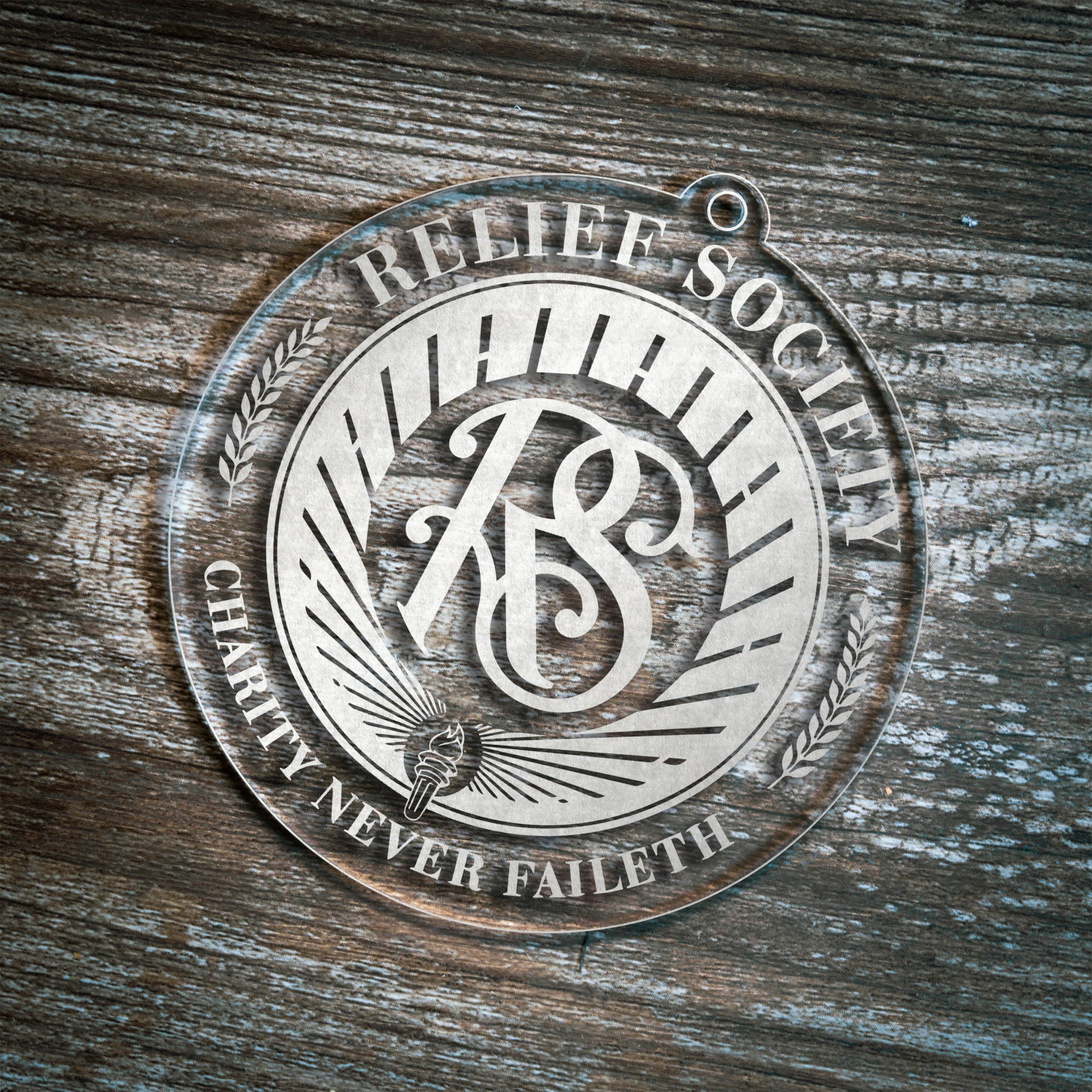 Set of Relief Society Badge Charity Never Faileth Ornaments