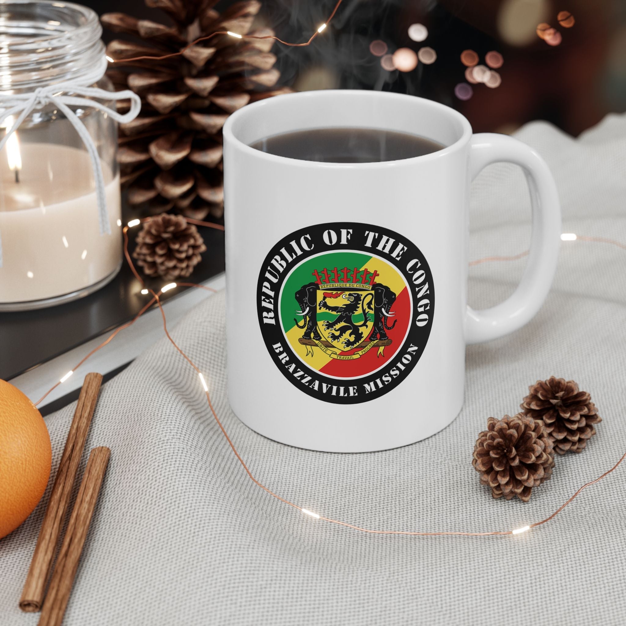 Republic of the Congo Brazzaville Mission Circular Flag White Ceramic Mug - Mission Wishlist - LDS Missionary Gift Store