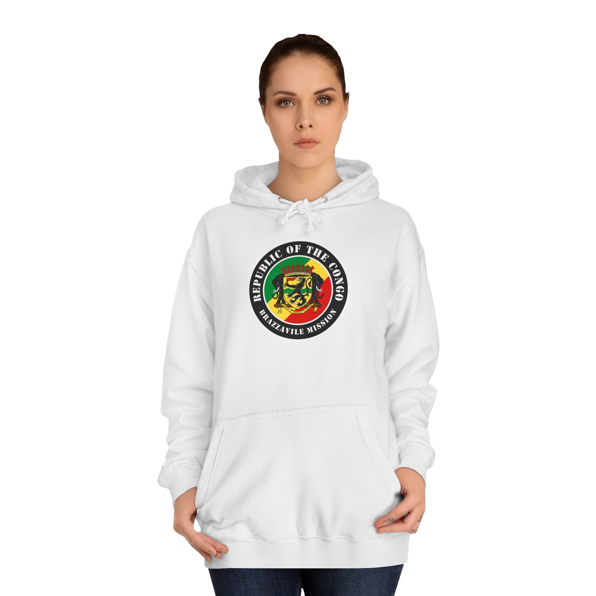 Republic of the Congo Brazzaville Mission Flag Logo (Black Border) College Hoodie - Mission Wishlist - LDS Missionary Gift Store