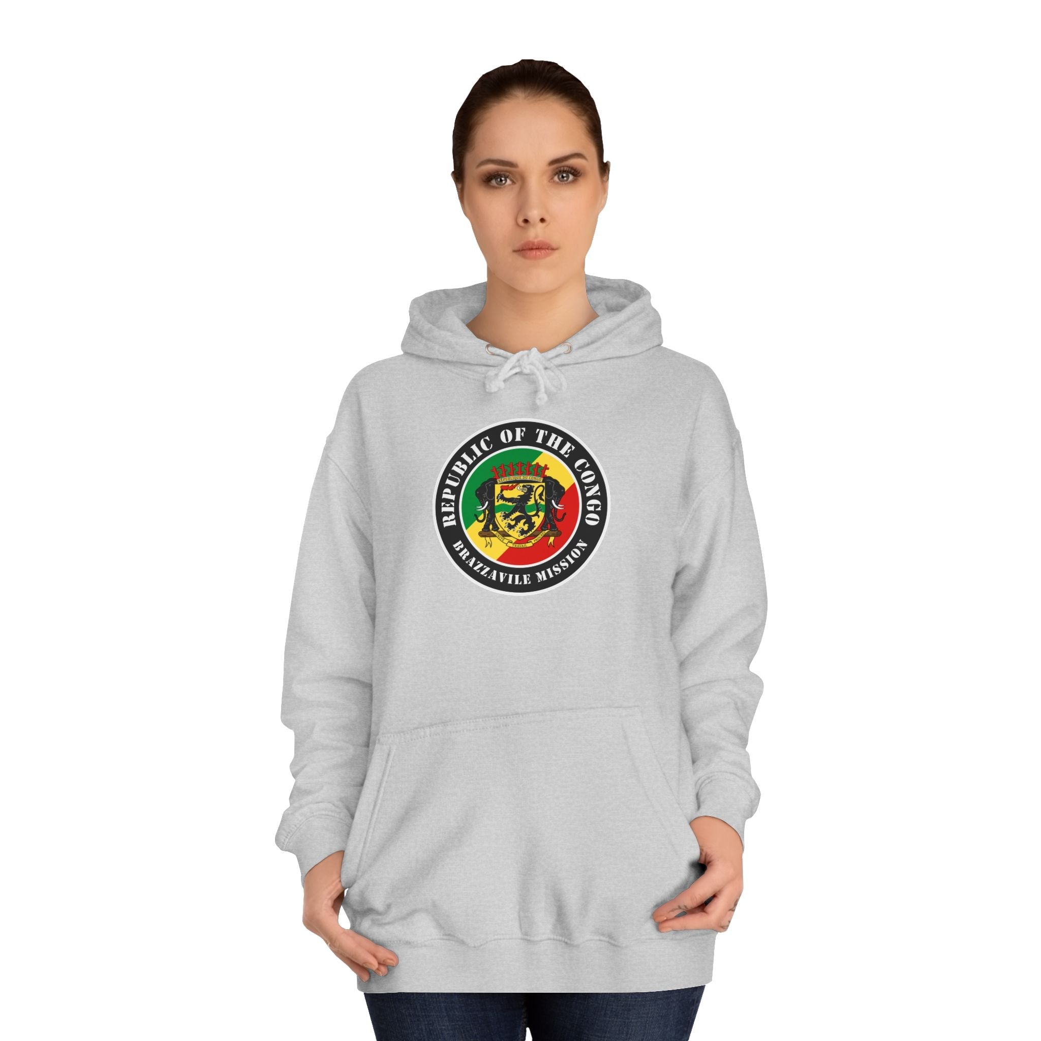 Republic of the Congo Brazzaville Mission Flag Logo (Black Border) College Hoodie - Mission Wishlist - LDS Missionary Gift Store