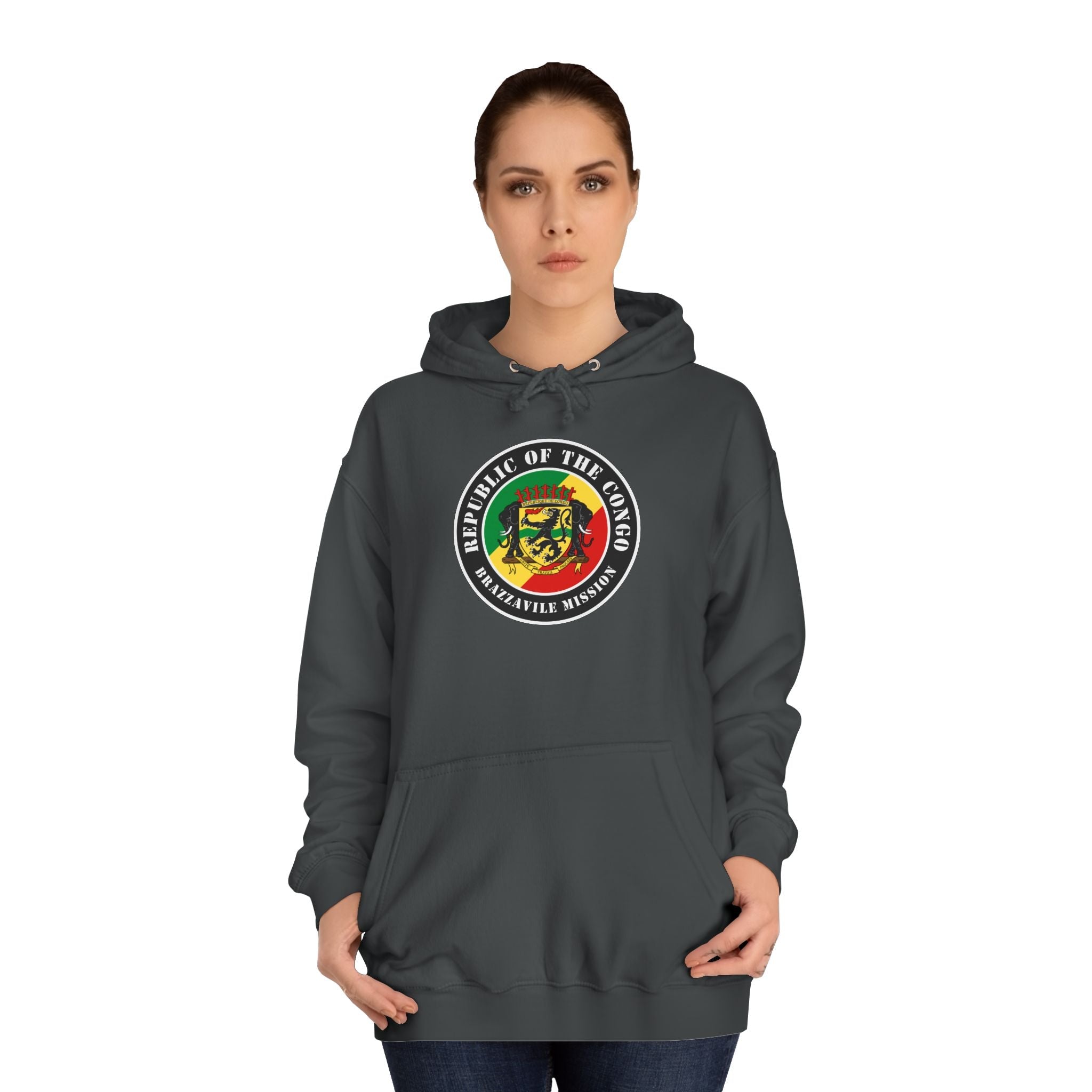 Republic of the Congo Brazzaville Mission Flag Logo (Black Border) College Hoodie - Mission Wishlist - LDS Missionary Gift Store