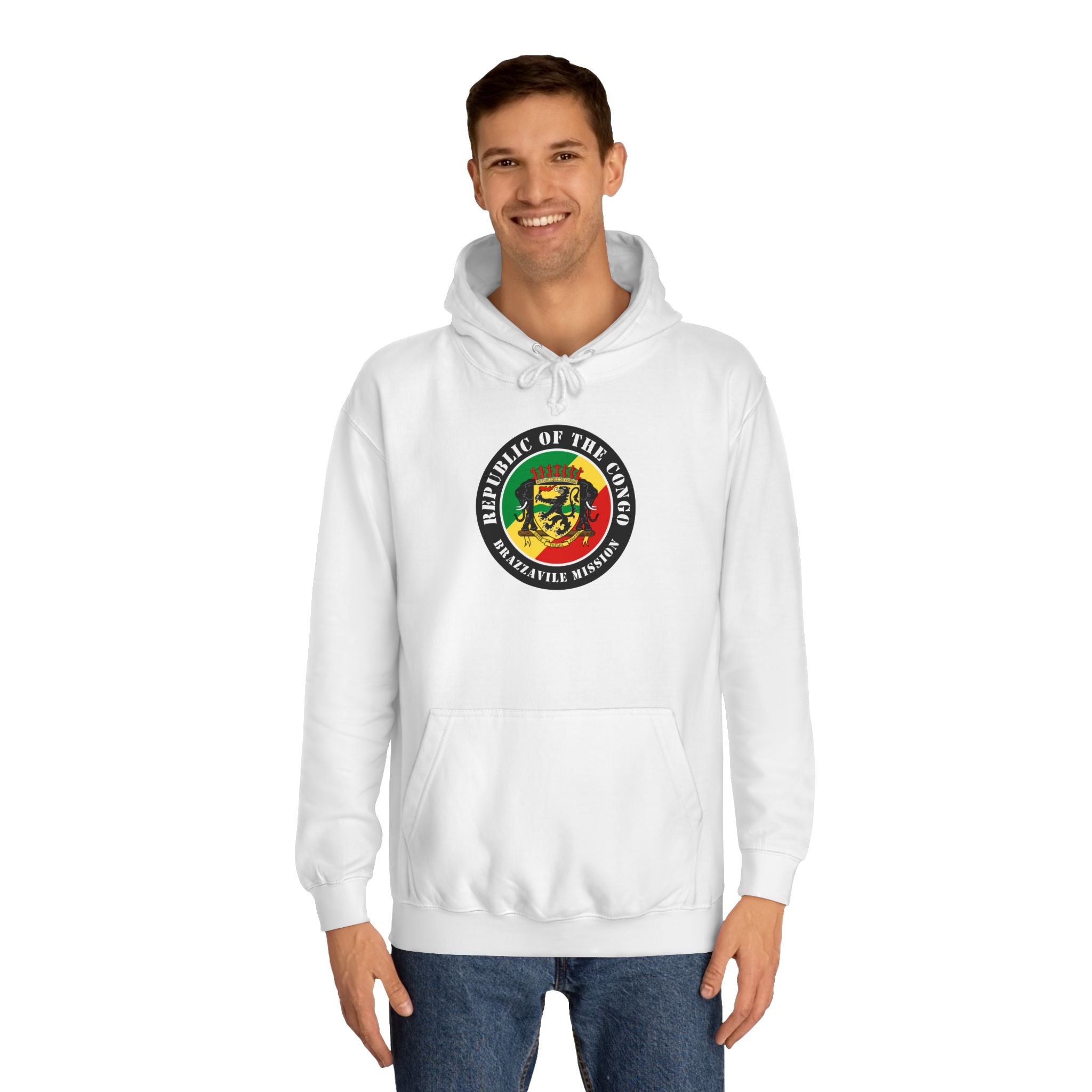 Republic of the Congo Brazzaville Mission Flag Logo (Black Border) College Hoodie - Mission Wishlist - LDS Missionary Gift Store