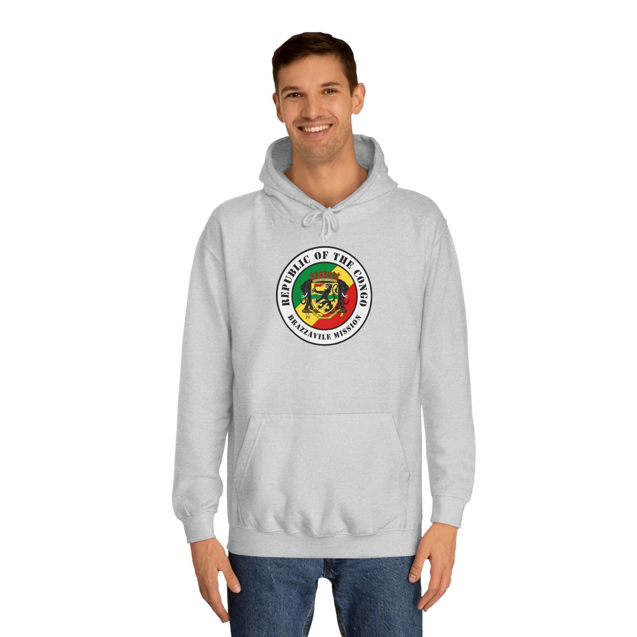 Republic of the Congo Brazzaville Mission Flag Logo (White Border) College Hoodie - Mission Wishlist - LDS Missionary Gift Store