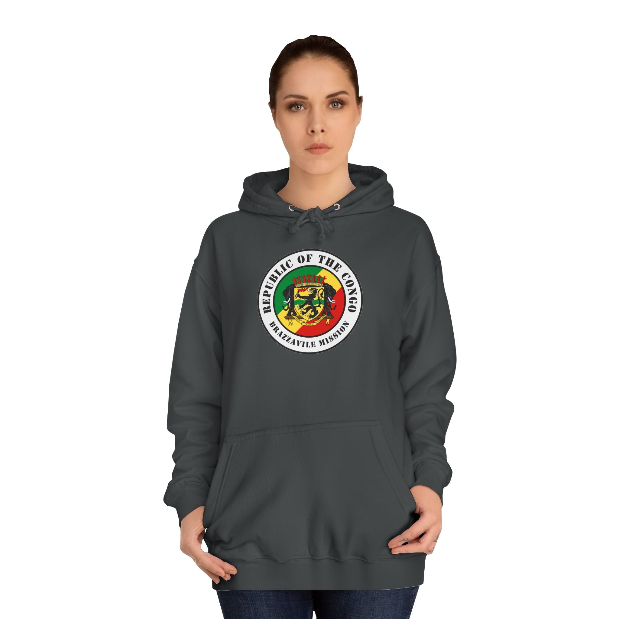 Republic of the Congo Brazzaville Mission Flag Logo (White Border) College Hoodie - Mission Wishlist - LDS Missionary Gift Store