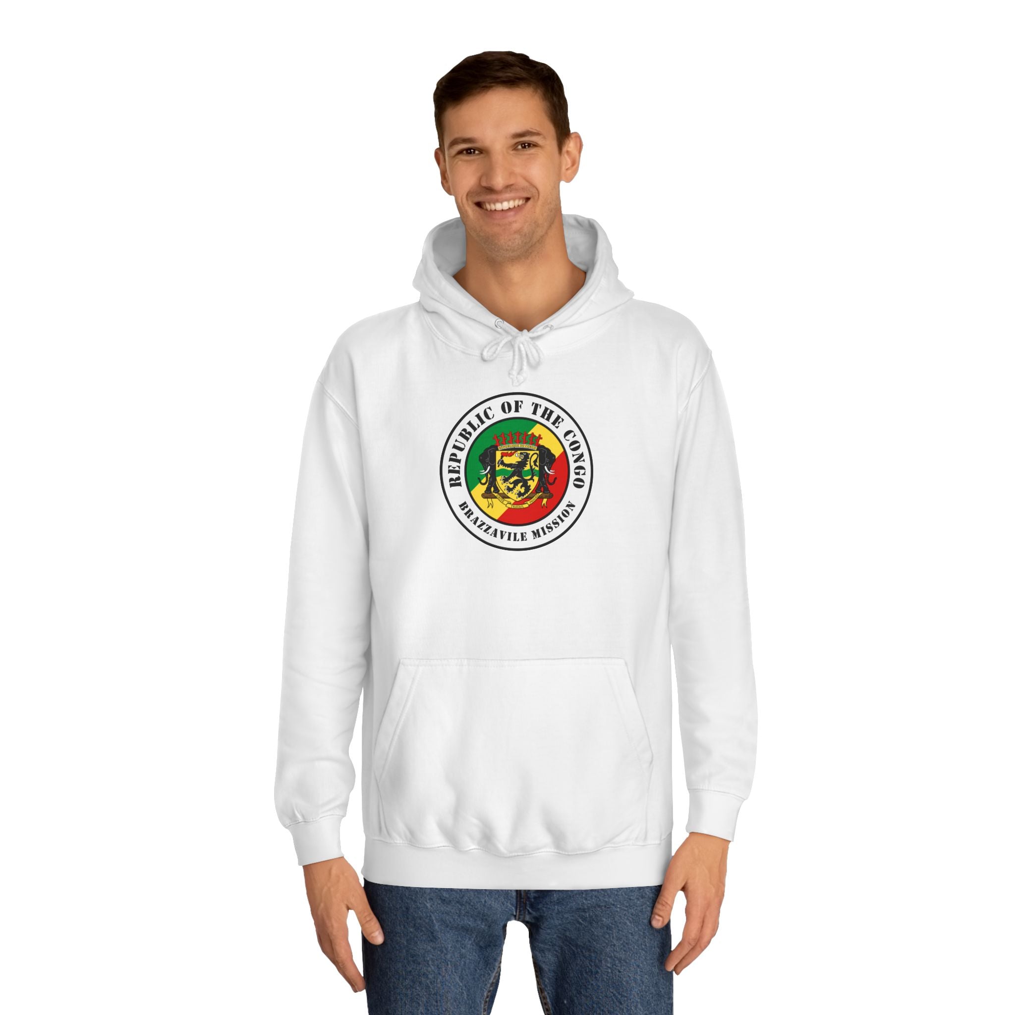 Republic of the Congo Brazzaville Mission Flag Logo (White Border) College Hoodie - Mission Wishlist - LDS Missionary Gift Store