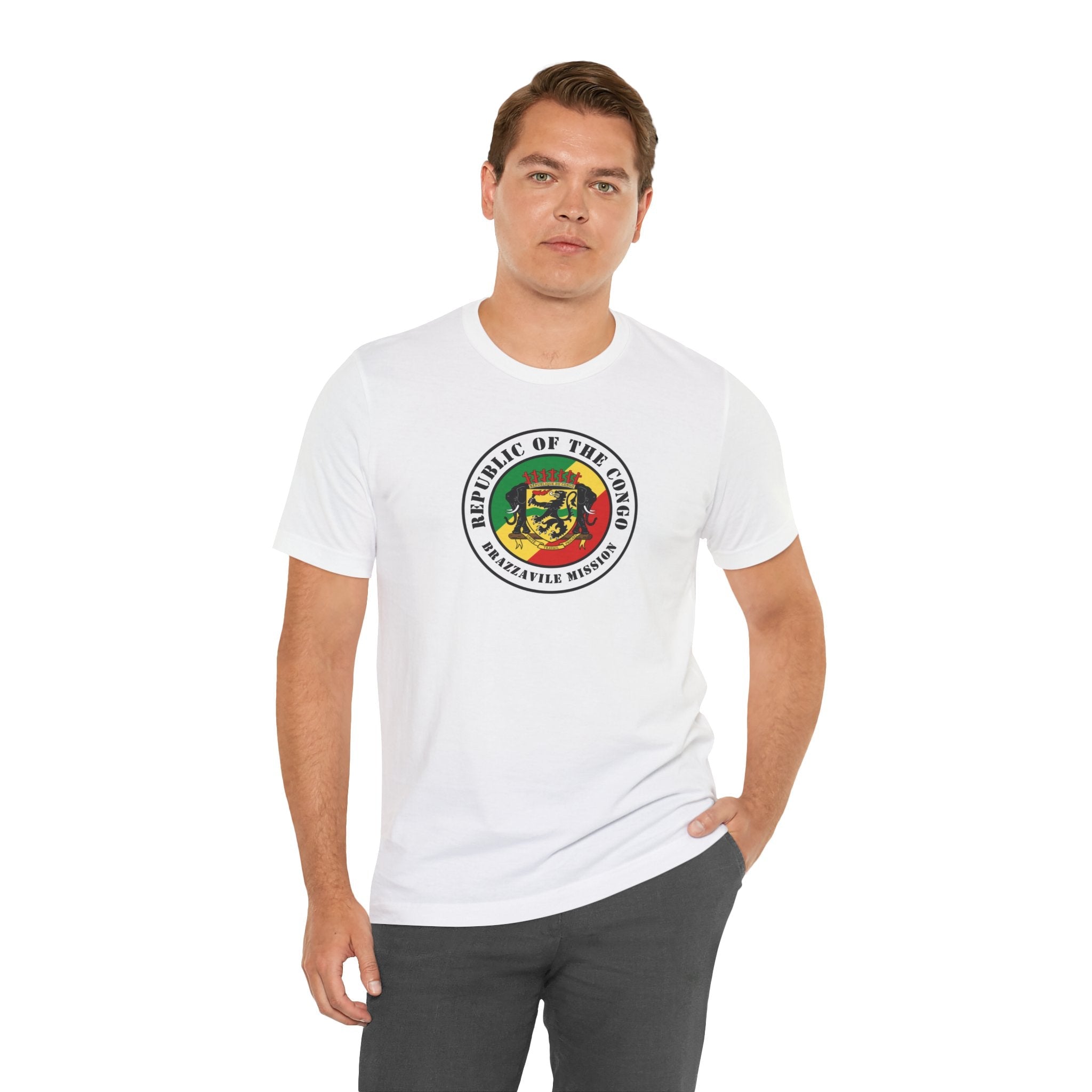 Republic of the Congo Brazzaville Mission Flag Logo (White Border) T-shirt - Mission Wishlist - LDS Missionary Gift Store