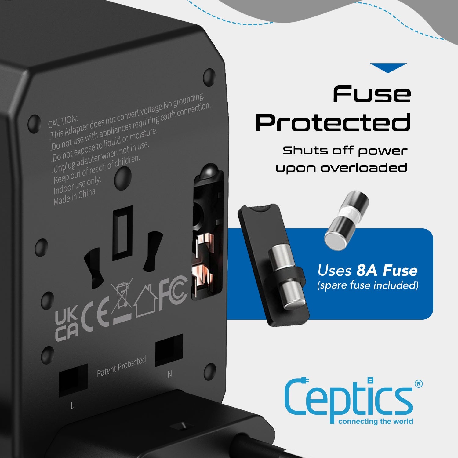 All-In-One International Travel Plug Adapter - USB C (PD-QC) - 2 USB Ports (UP-10KU)