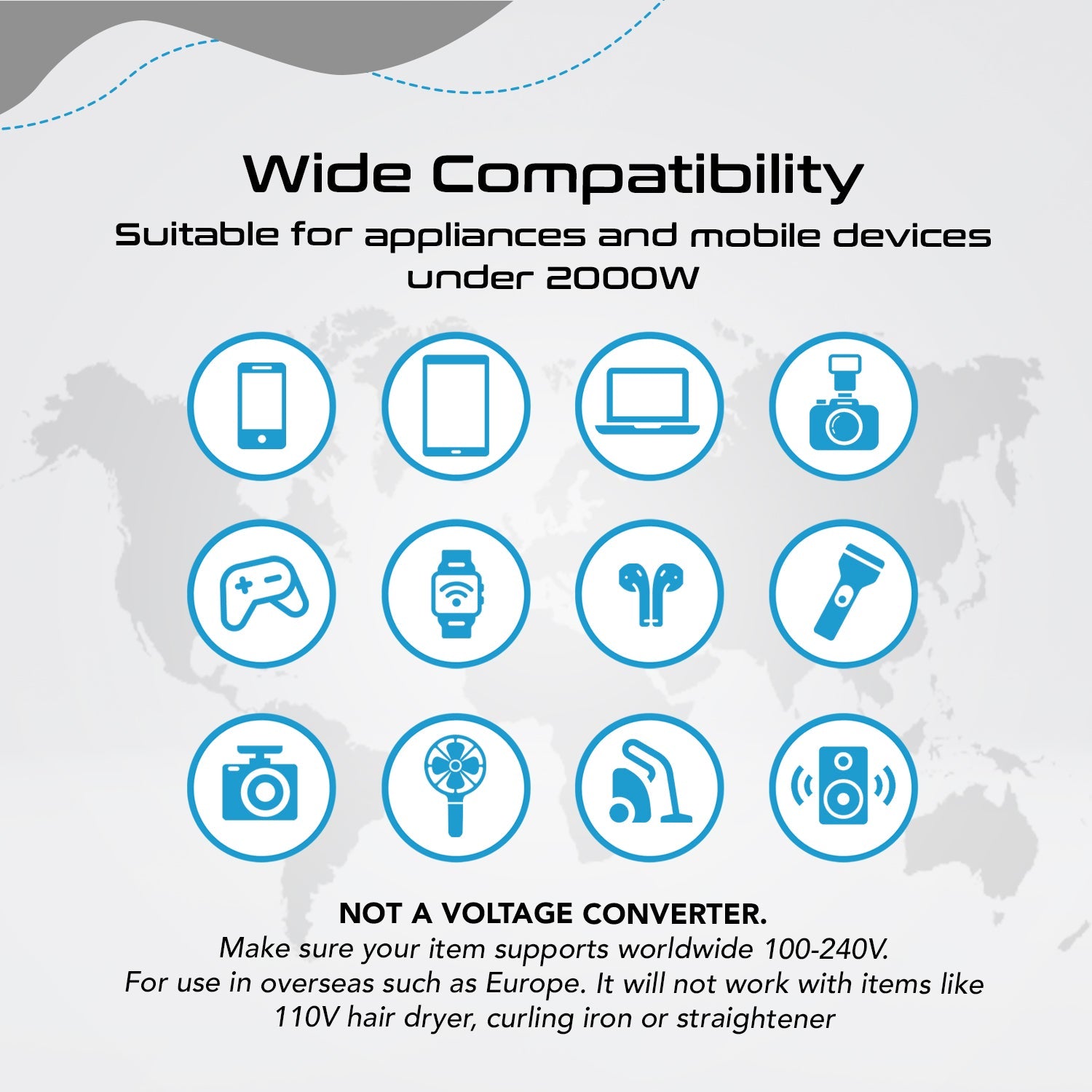 All-In-One International Travel Plug Adapter - 2 USB Ports (UP-8KU)