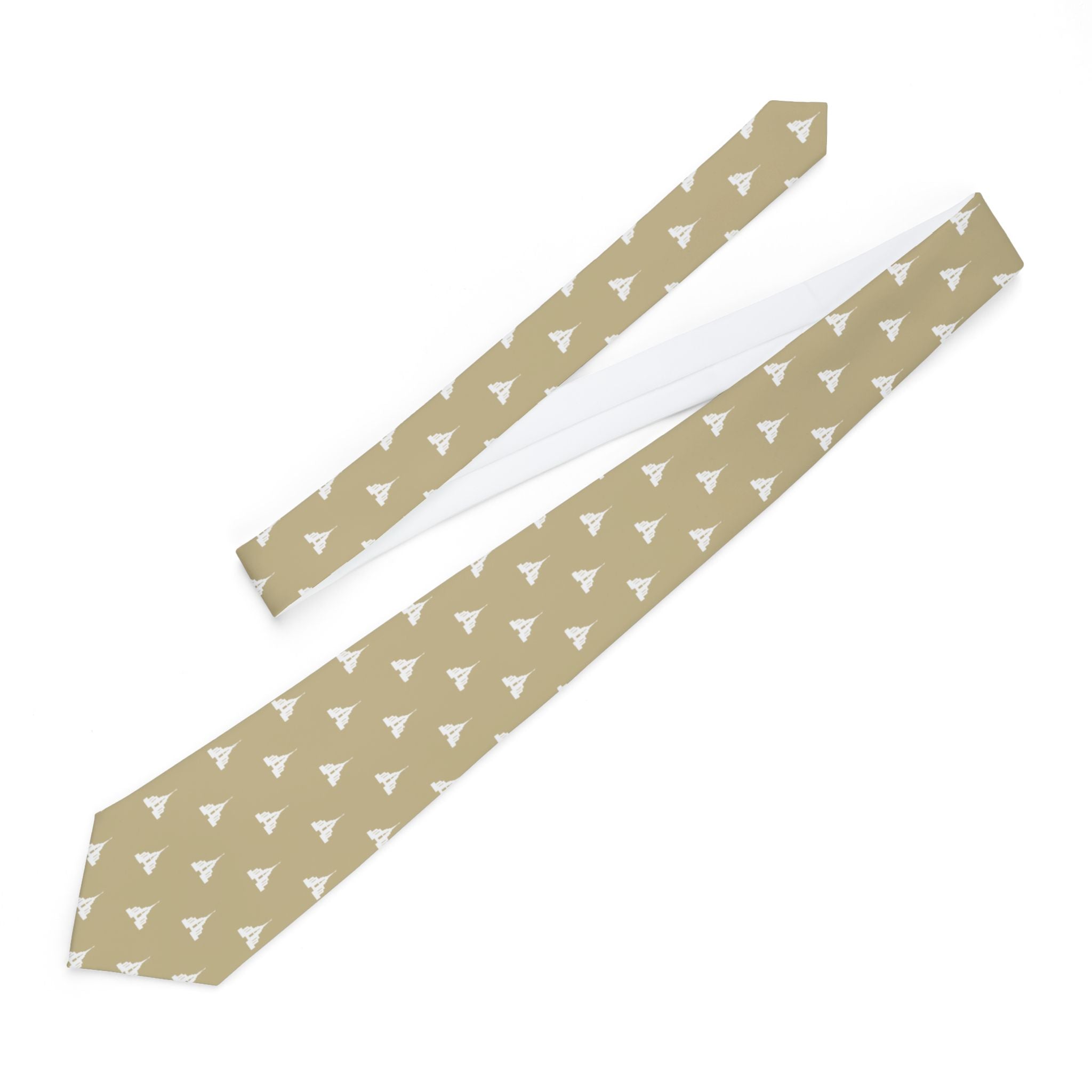 Rexburg Idaho Temple Patterned Neck Tie for Elders (Sand)