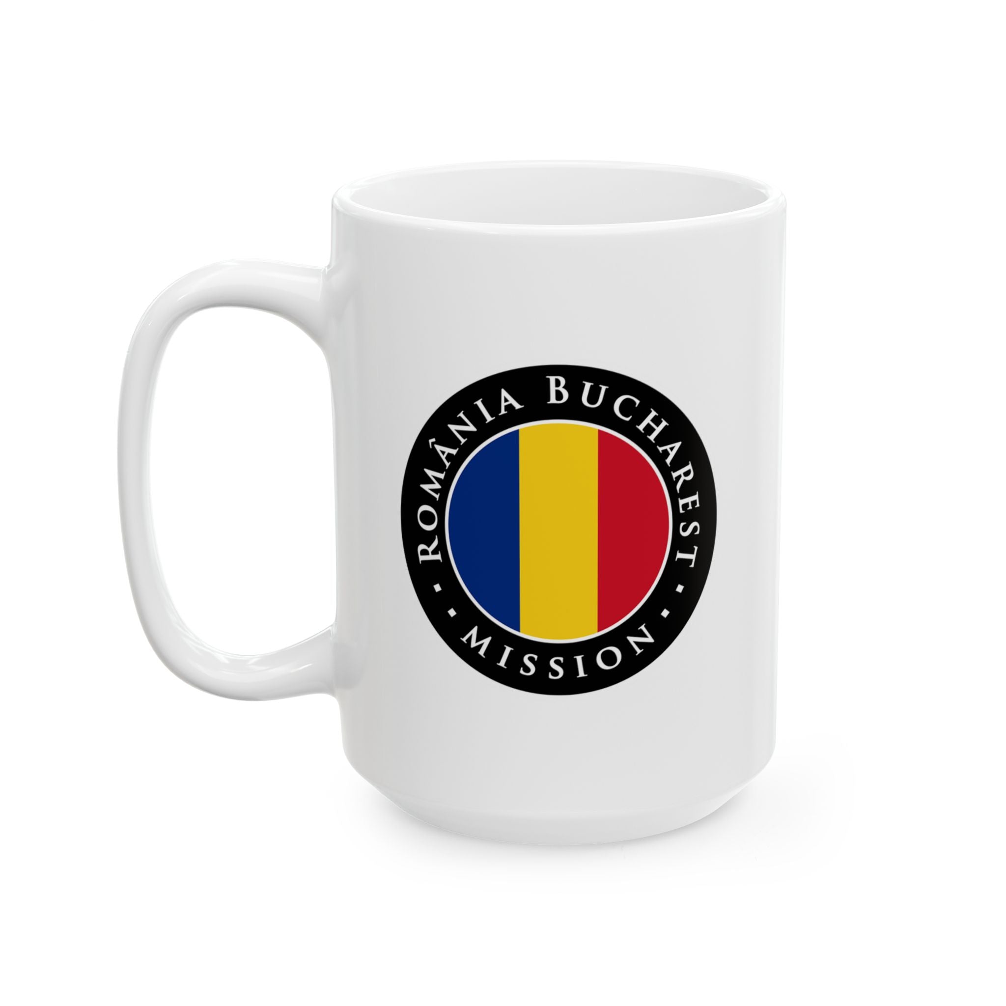 Romania Bucharest Mission Circular Flag White Ceramic Mug - Latter-Day Saint LDS Missionary Gift - Book of Mormon