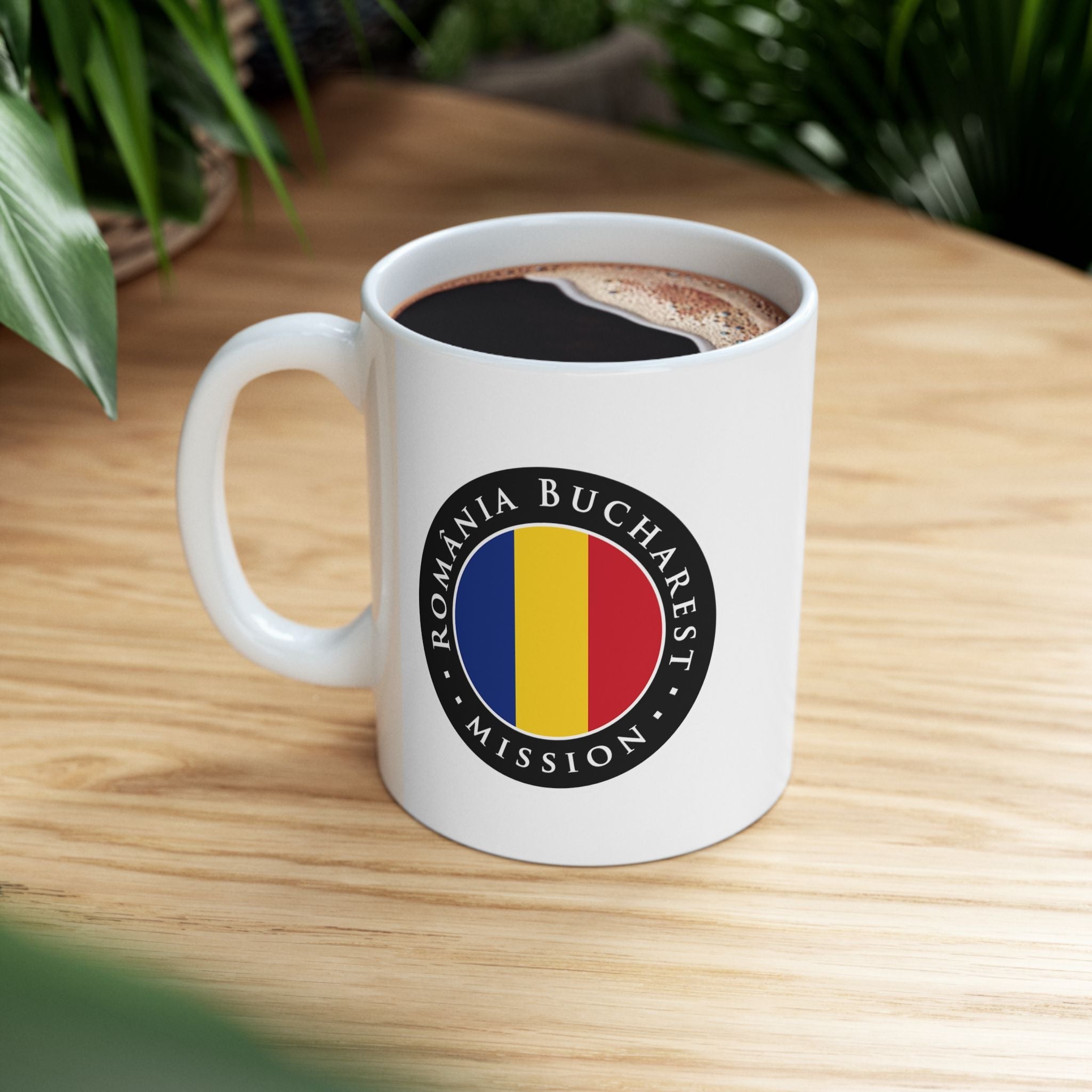 Romania Bucharest Mission Circular Flag White Ceramic Mug - Latter-Day Saint LDS Missionary Gift - Book of Mormon
