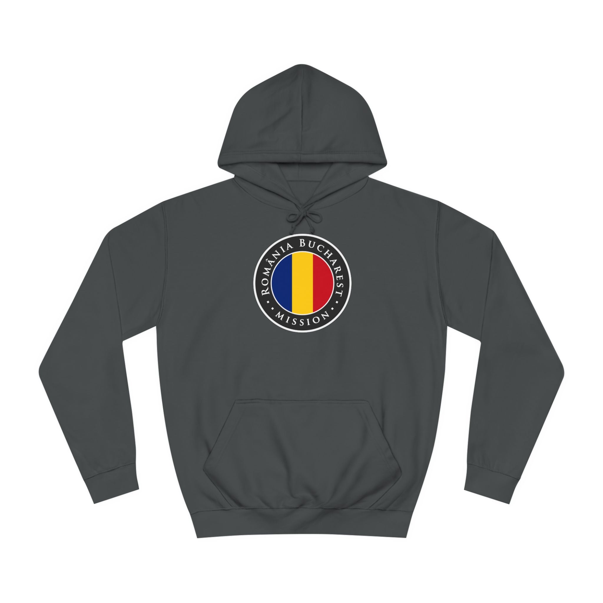 Romania Bucharest Mission Flag Logo (Black Border) College Hoodie - Latter-Day Saint LDS Missionary Gift - Book of Mormon