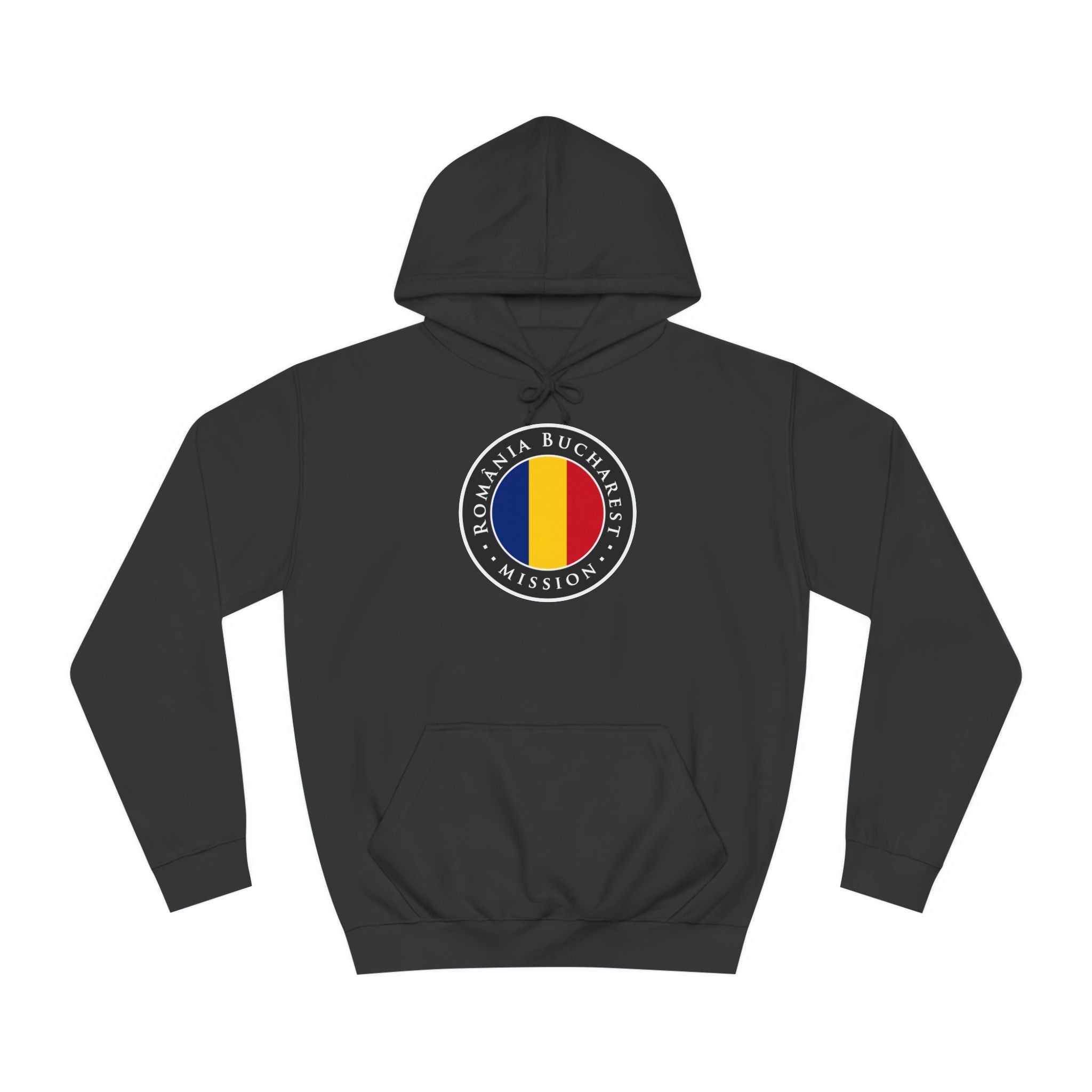 Romania Bucharest Mission Flag Logo (Black Border) College Hoodie - Latter-Day Saint LDS Missionary Gift - Book of Mormon