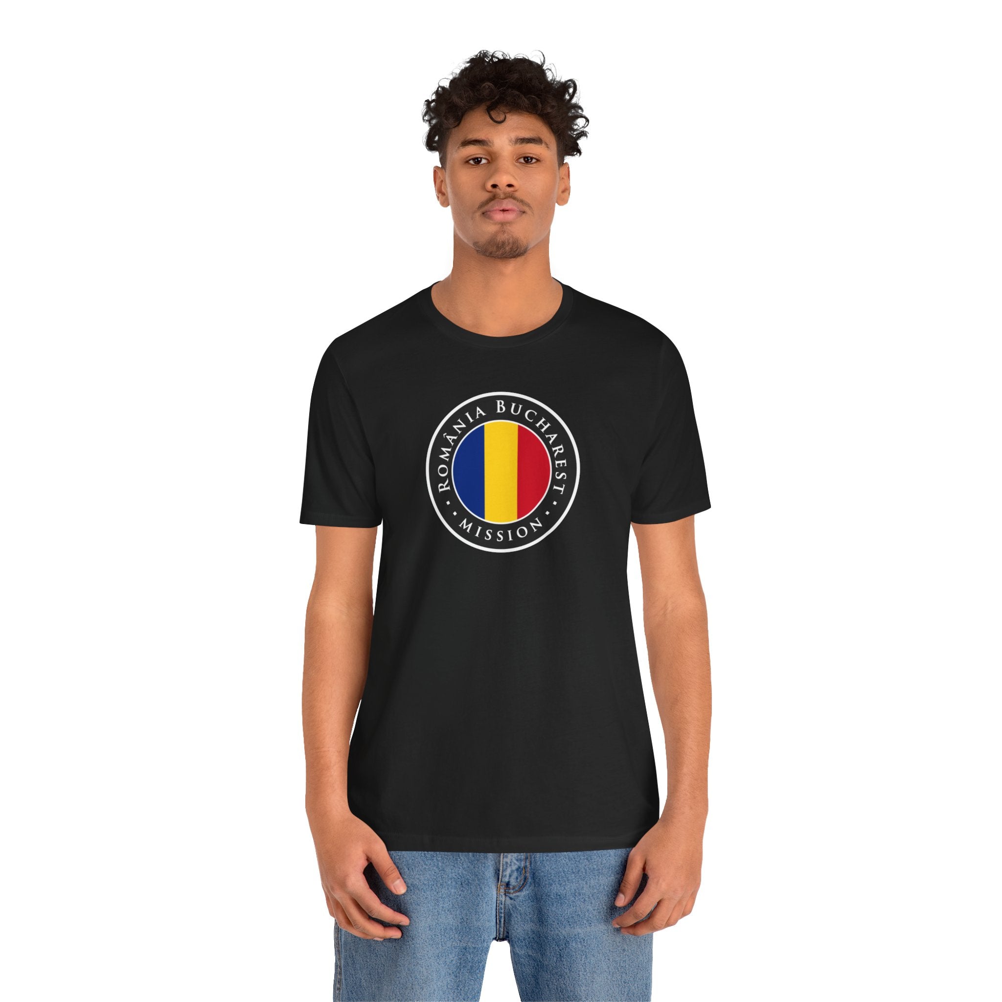 Romania Bucharest Mission Flag Logo (Black Border) T-shirt - Mission Wishlist - LDS Missionary Gift Store