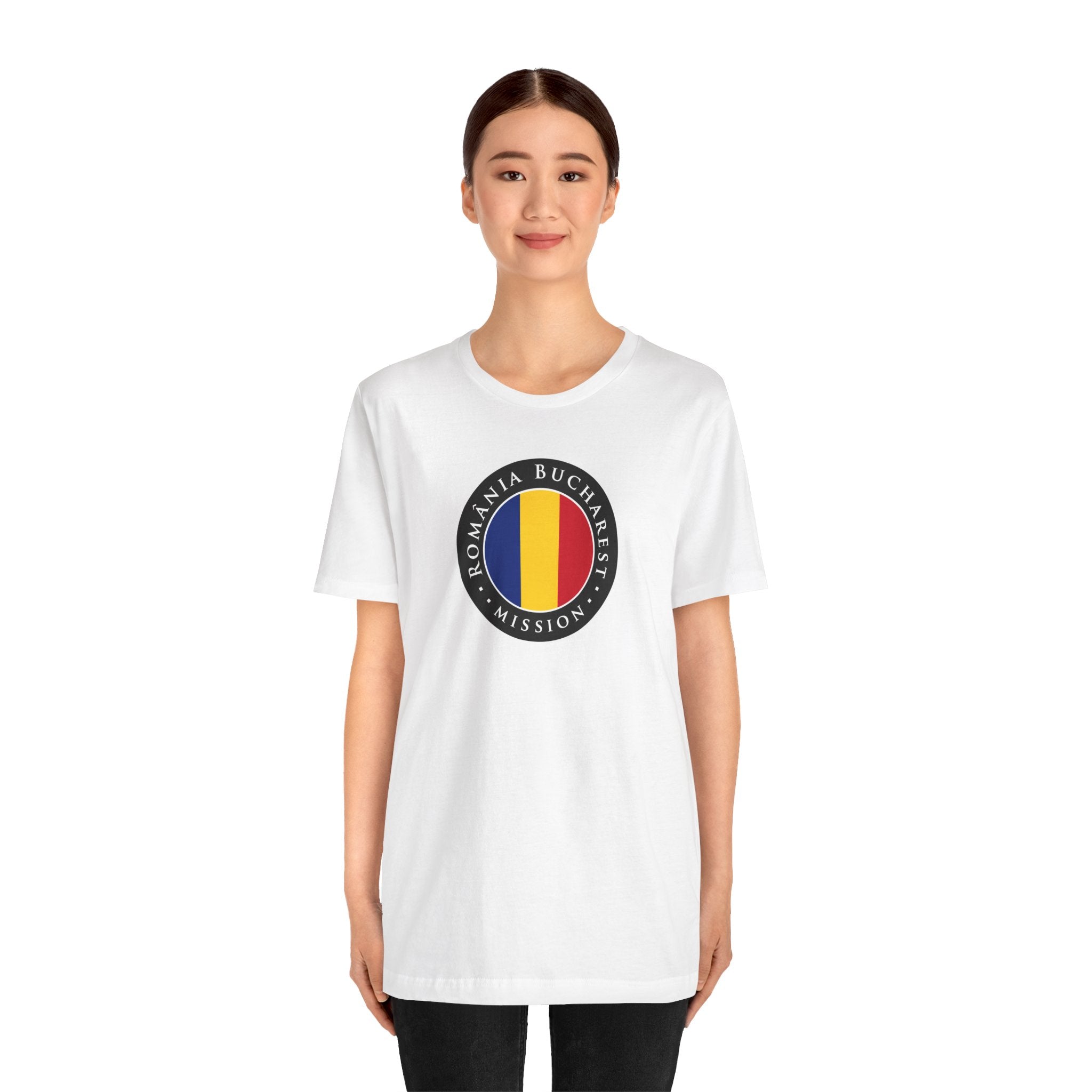 Romania Bucharest Mission Flag Logo (Black Border) T-shirt - Mission Wishlist - LDS Missionary Gift Store