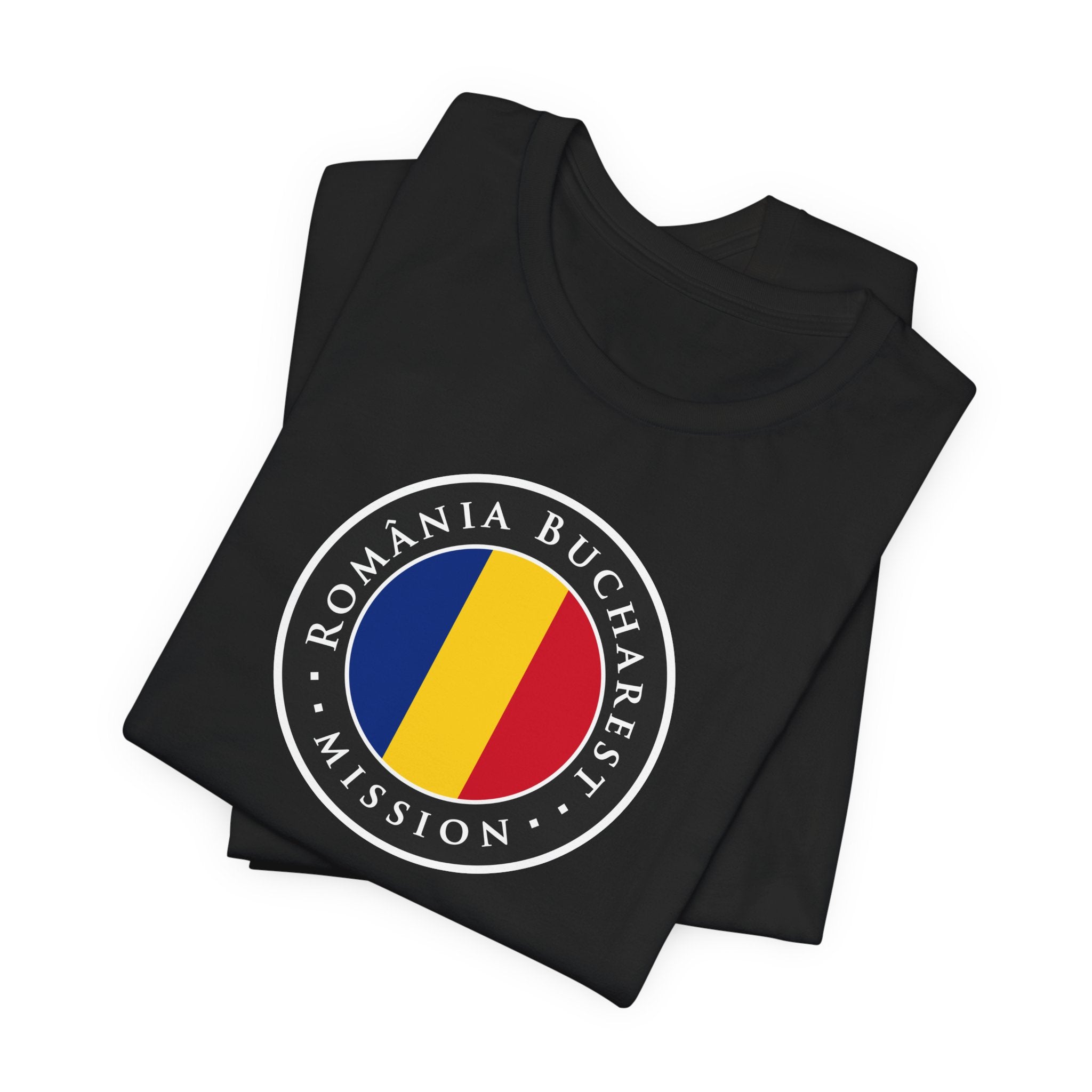 Romania Bucharest Mission Flag Logo (Black Border) T-shirt - Mission Wishlist - LDS Missionary Gift Store