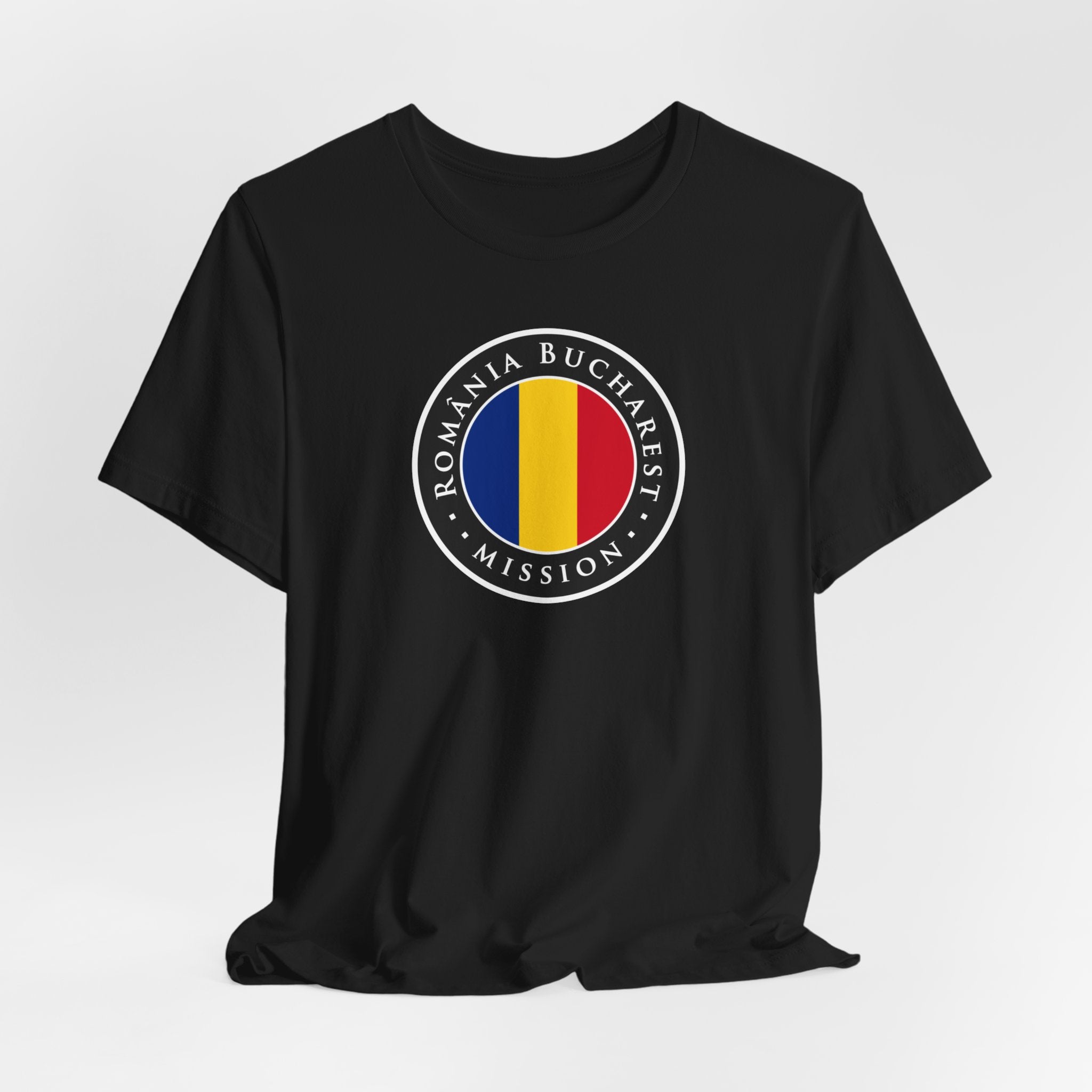 Romania Bucharest Mission Flag Logo (Black Border) T-shirt - Mission Wishlist - LDS Missionary Gift Store