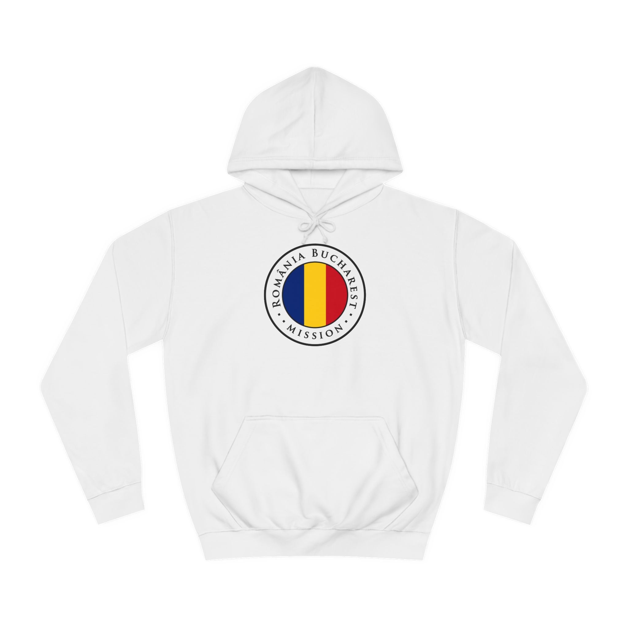 Romania Bucharest Mission Flag Logo (White Border) College Hoodie - Latter-Day Saint LDS Missionary Gift - Book of Mormon
