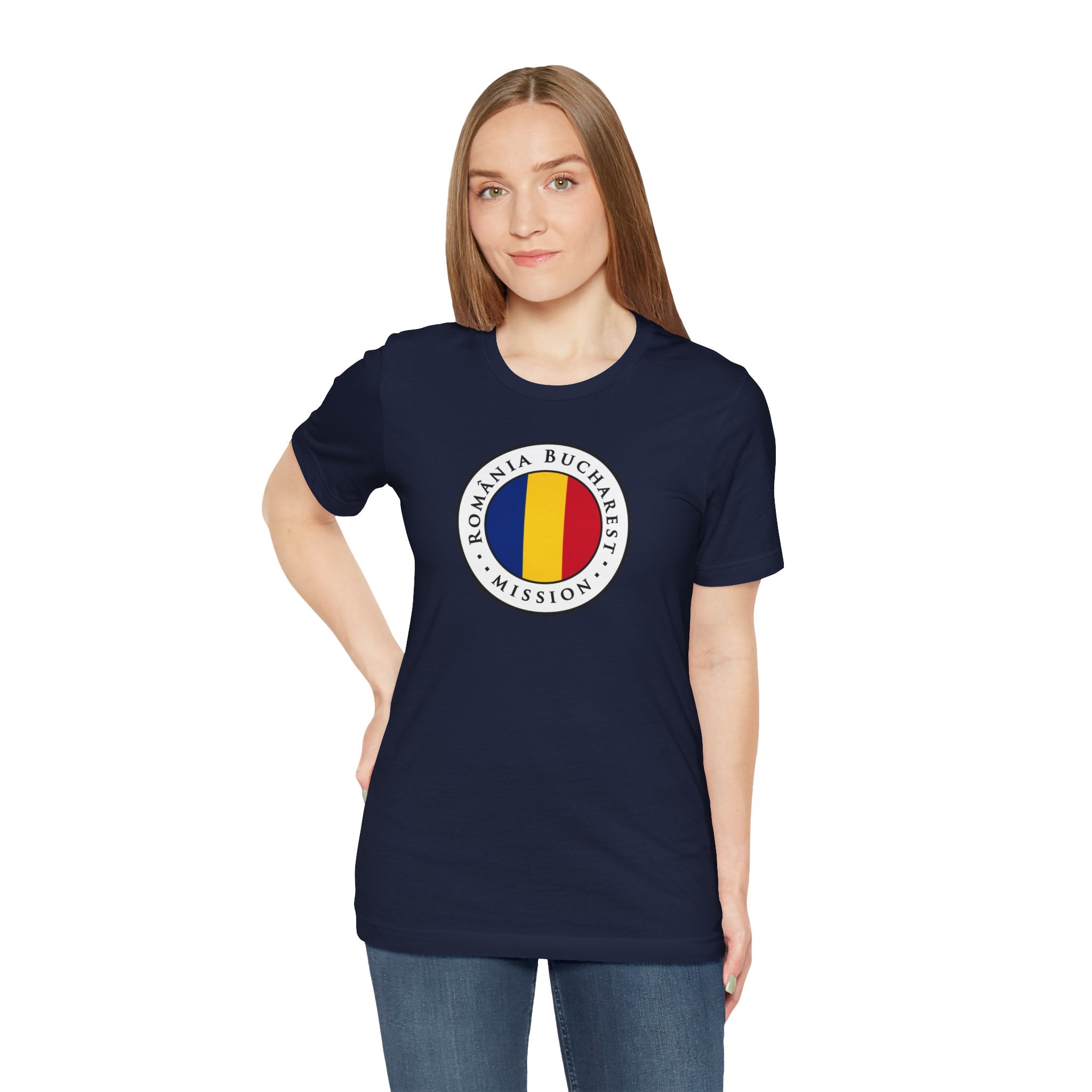 Romania Bucharest Mission Flag Logo (White Border) T-shirt - Mission Wishlist - LDS Missionary Gift Store