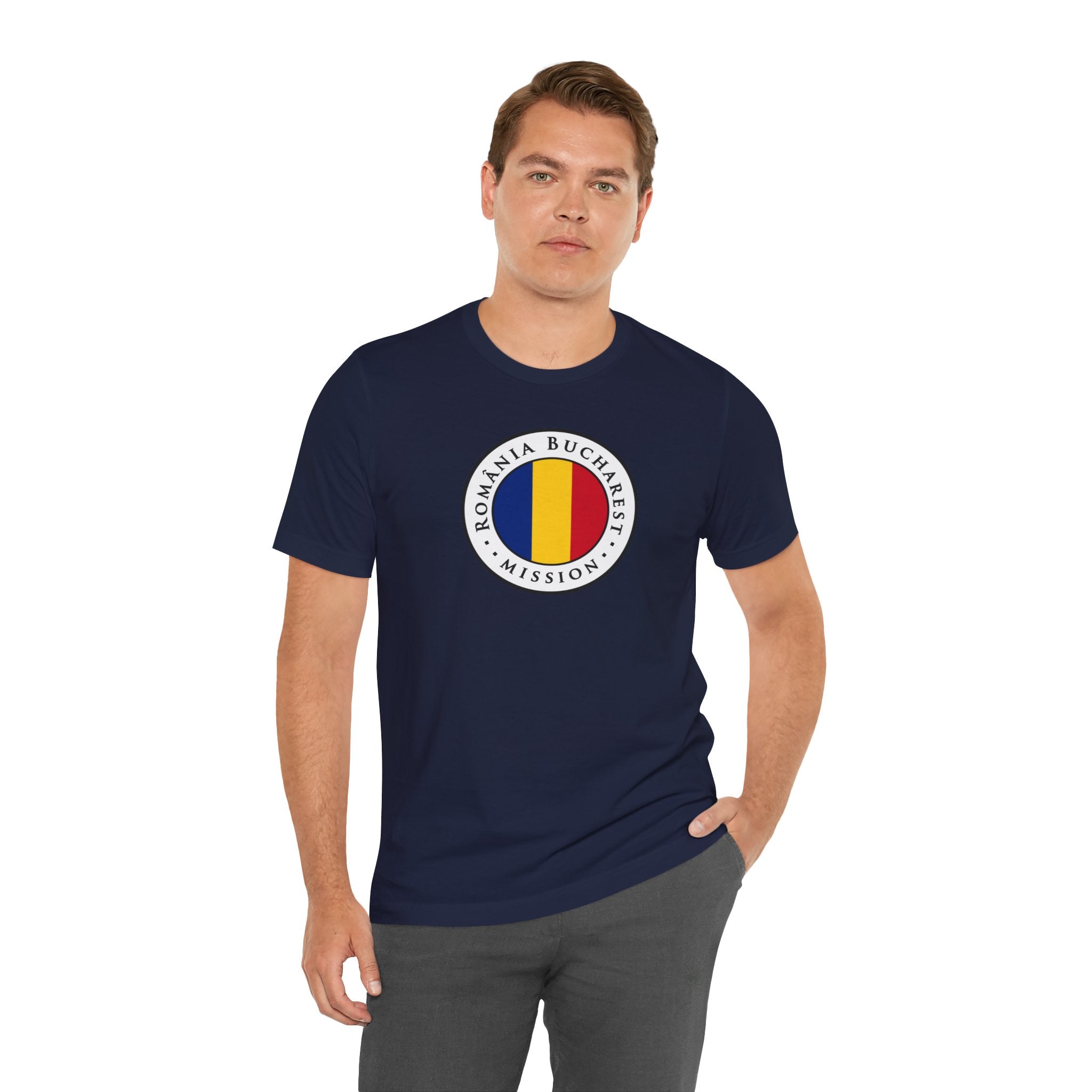 Romania Bucharest Mission Flag Logo (White Border) T-shirt - Mission Wishlist - LDS Missionary Gift Store